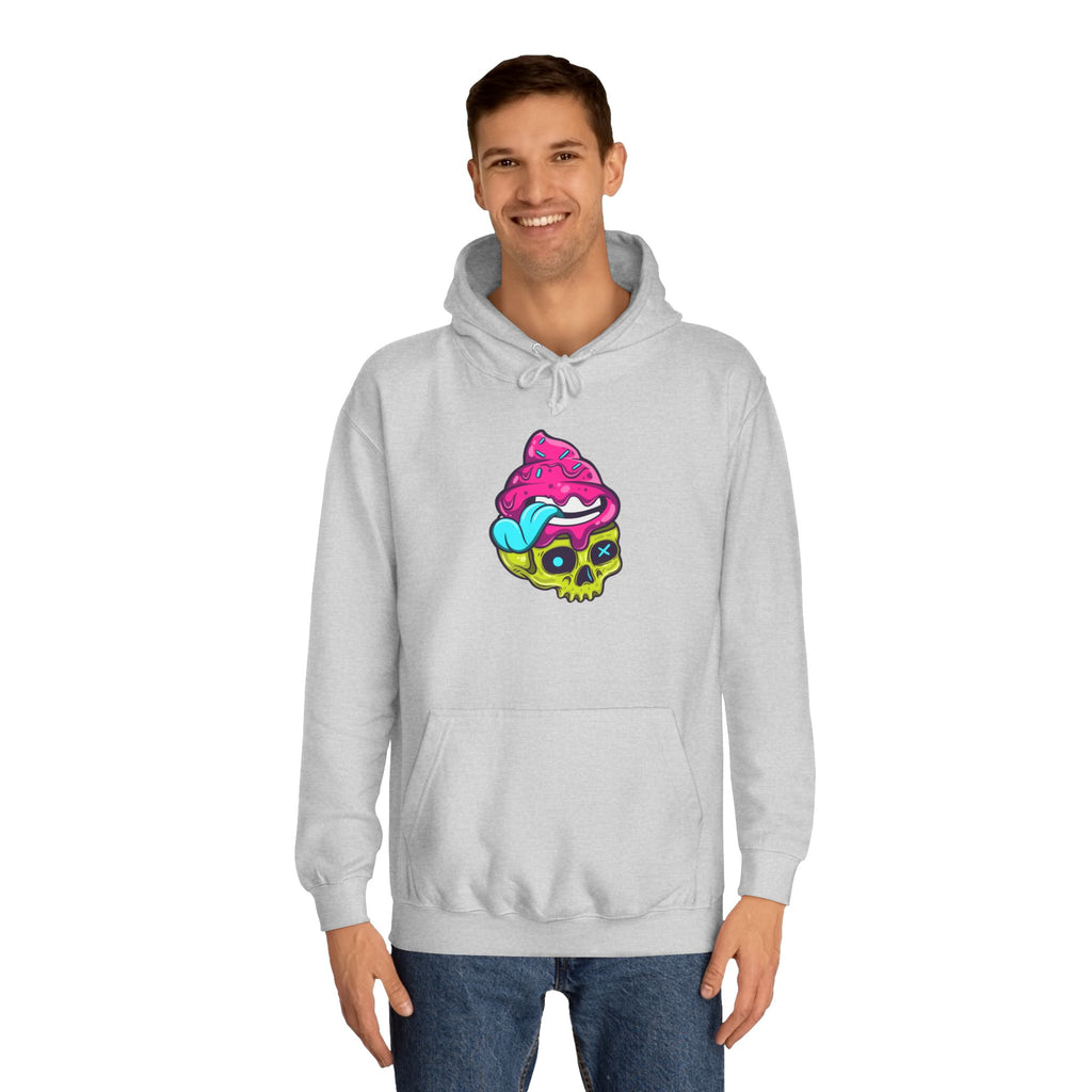 Colorful Skull Ice Cream Unisex College Hoodie, Trendy Streetwear, Casual Gift for Students, Halloween, Unique Fashion Statement