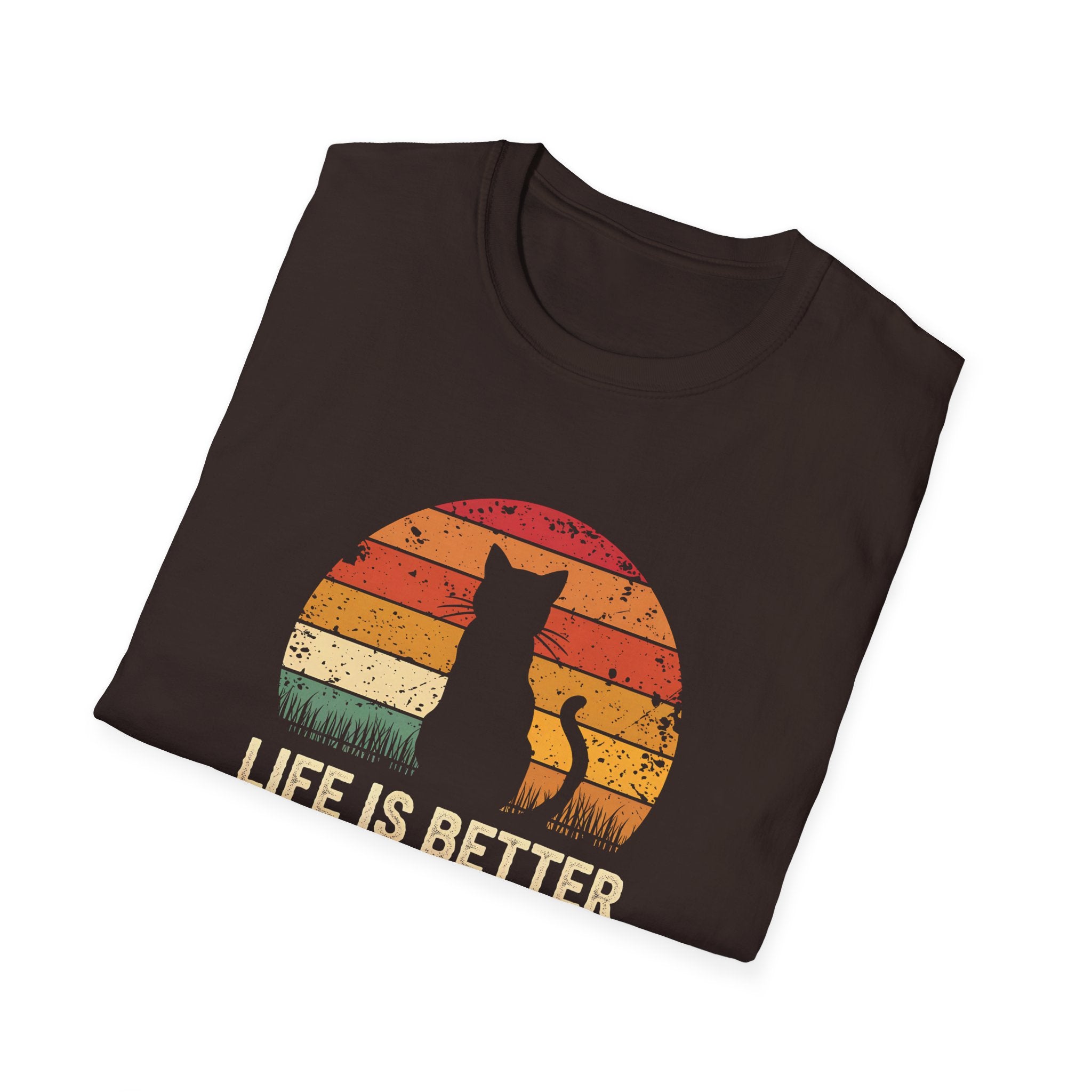 Life is Better with Cats Unisex T-Shirt, Cat Lover Gift, Pet Owner Tee, Cozy Cotton Shirt for Cat Lovers, Fun Vintage Design
