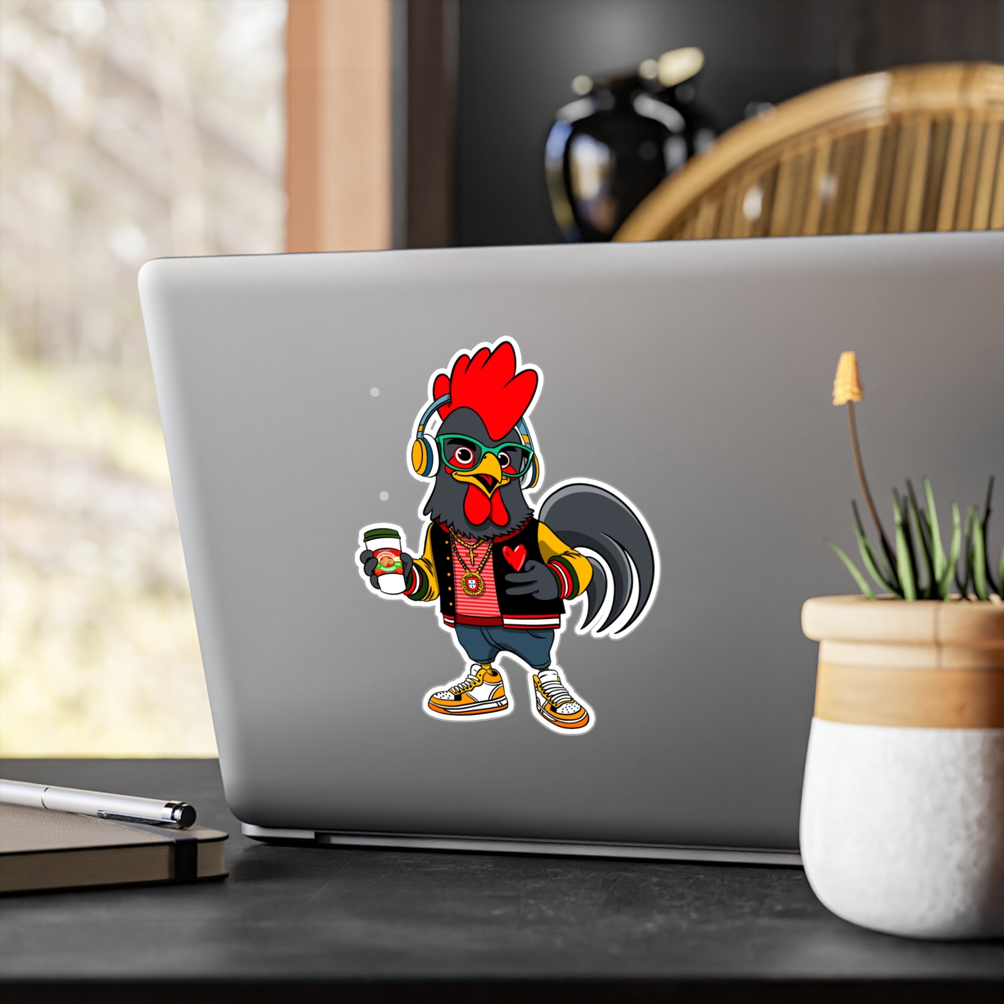 Hipster Rooster Kiss-Cut Vinyl Decals for Car, Laptop, Water Bottle, Fun Gifts for Teens, Unique Home Decor