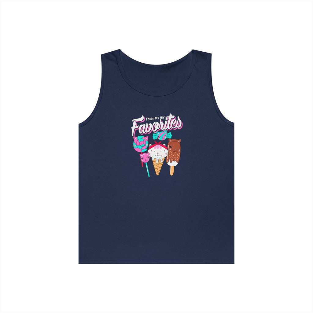 Ice Cream Favorites Tank Top, Summer Sleeveless Tee, Unisex Cotton Muscle Shirt, Ice Cream Lover Gift, Beachwear