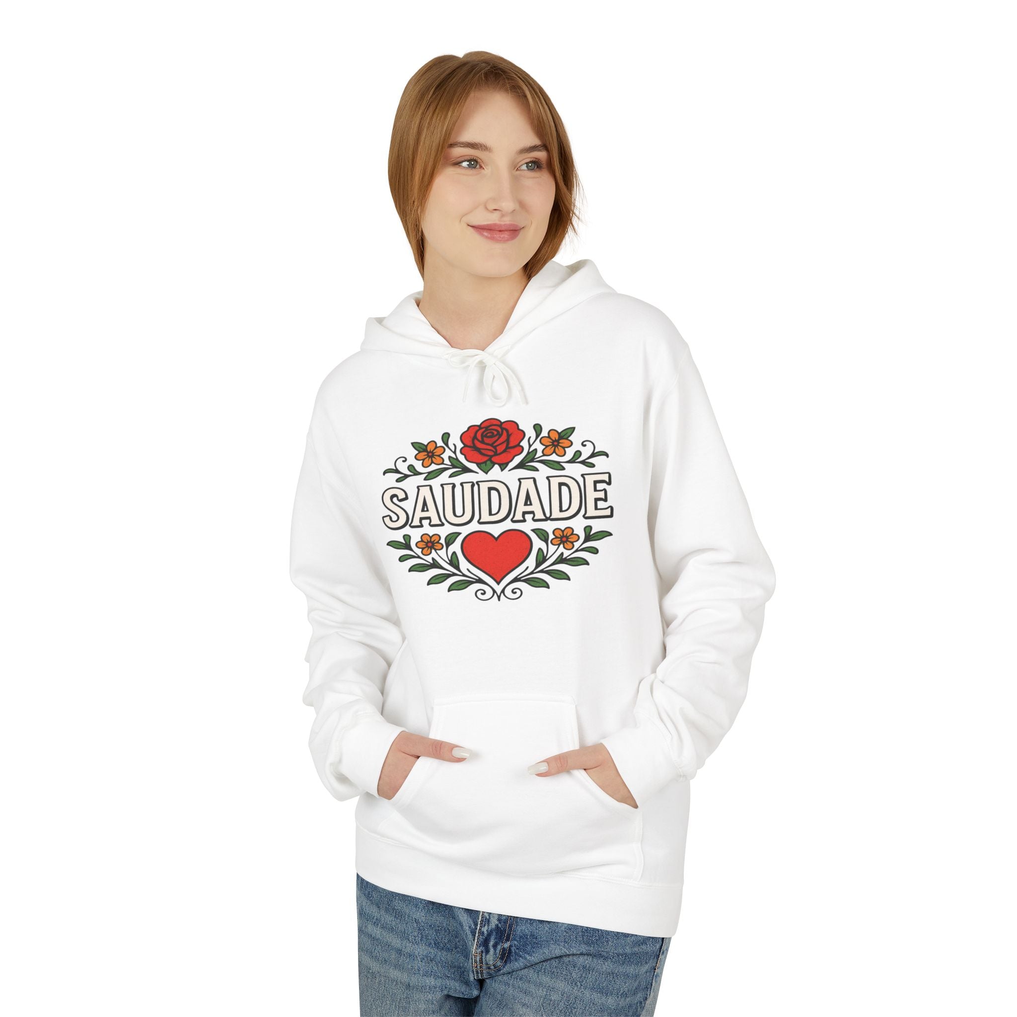 Saudade Floral Heart Hoodie – Portuguese Nostalgia Sweatshirt