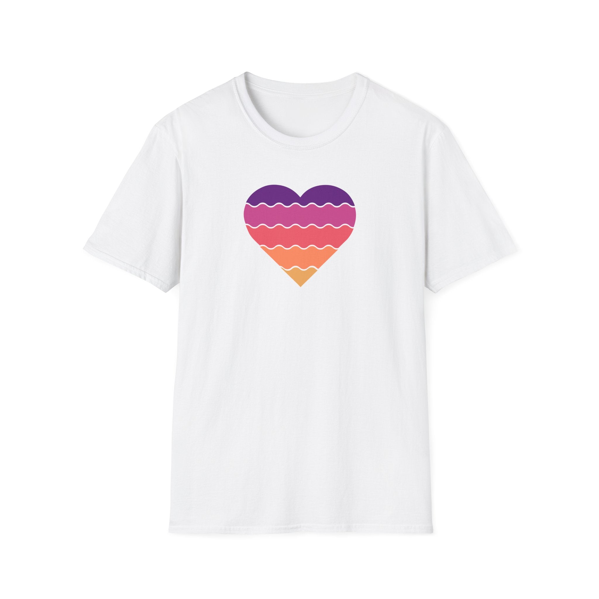 Gradient Heart Unisex Softstyle T-Shirt - Perfect for Summer, Casual Wear, Gift for Friends, Valentine's Day, Beach Days, Love