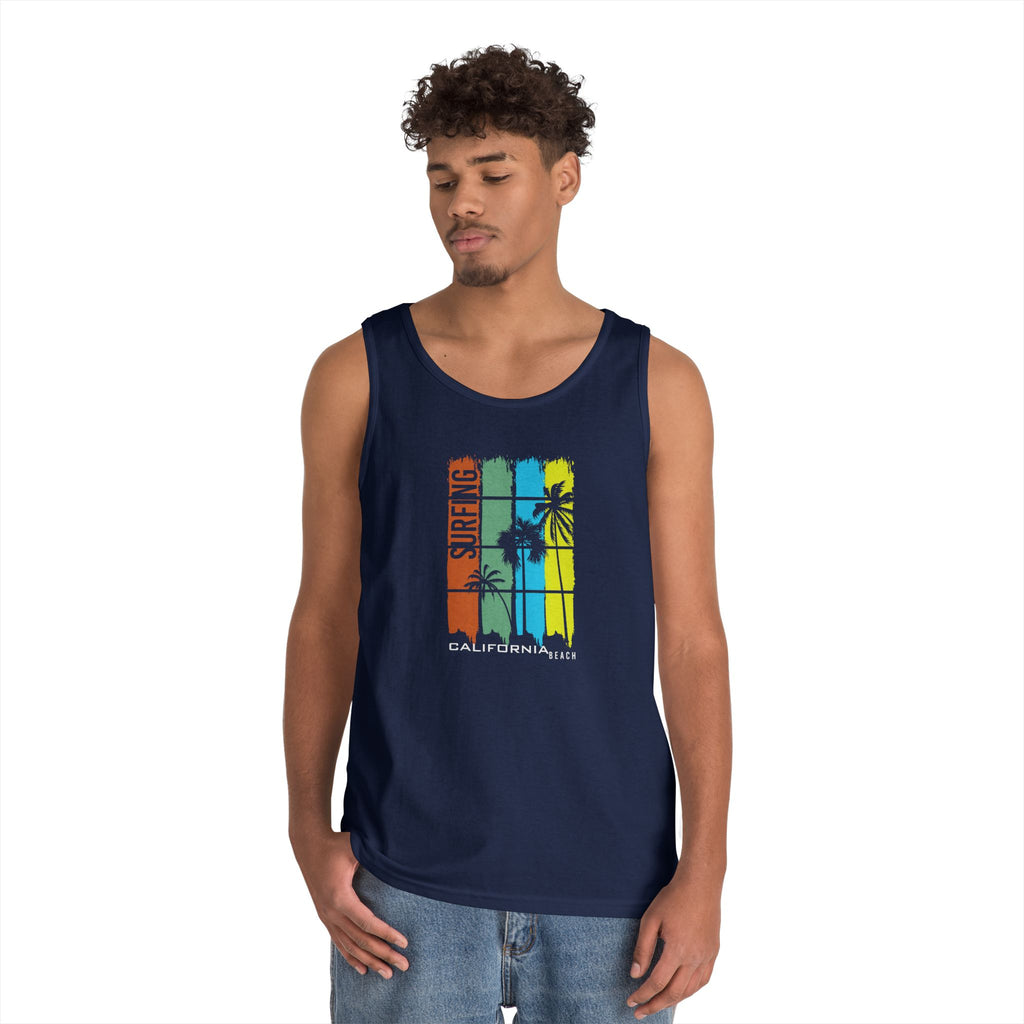 Surf Vibe Unisex Heavy Cotton Tank Top - Perfect for Summer, Beach Days, Relaxation, Surfing, Pool Parties, Vacation Wear
