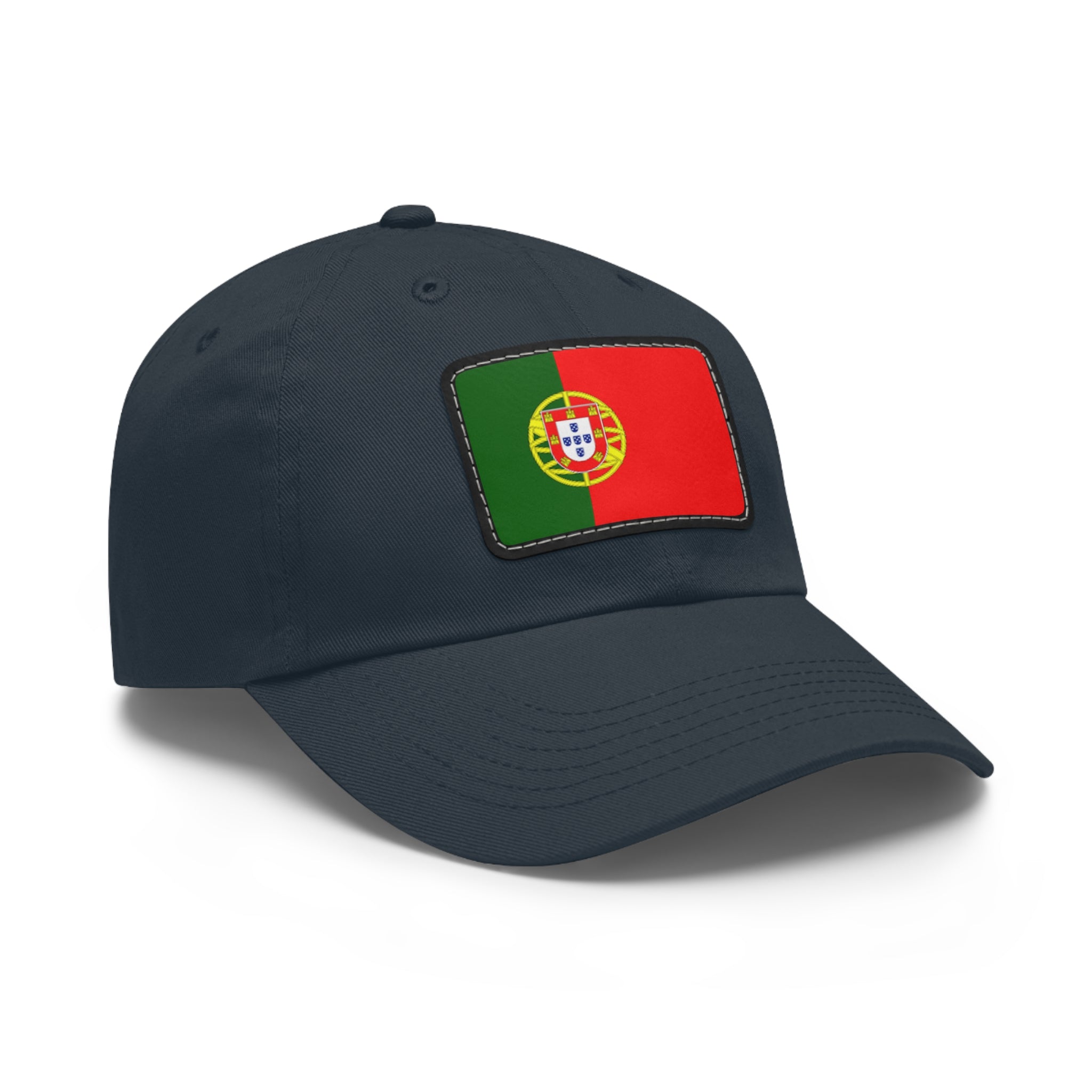 Portugal Flag Leather Patch Dad Hat – Vintage Rectangular Emblem Cap