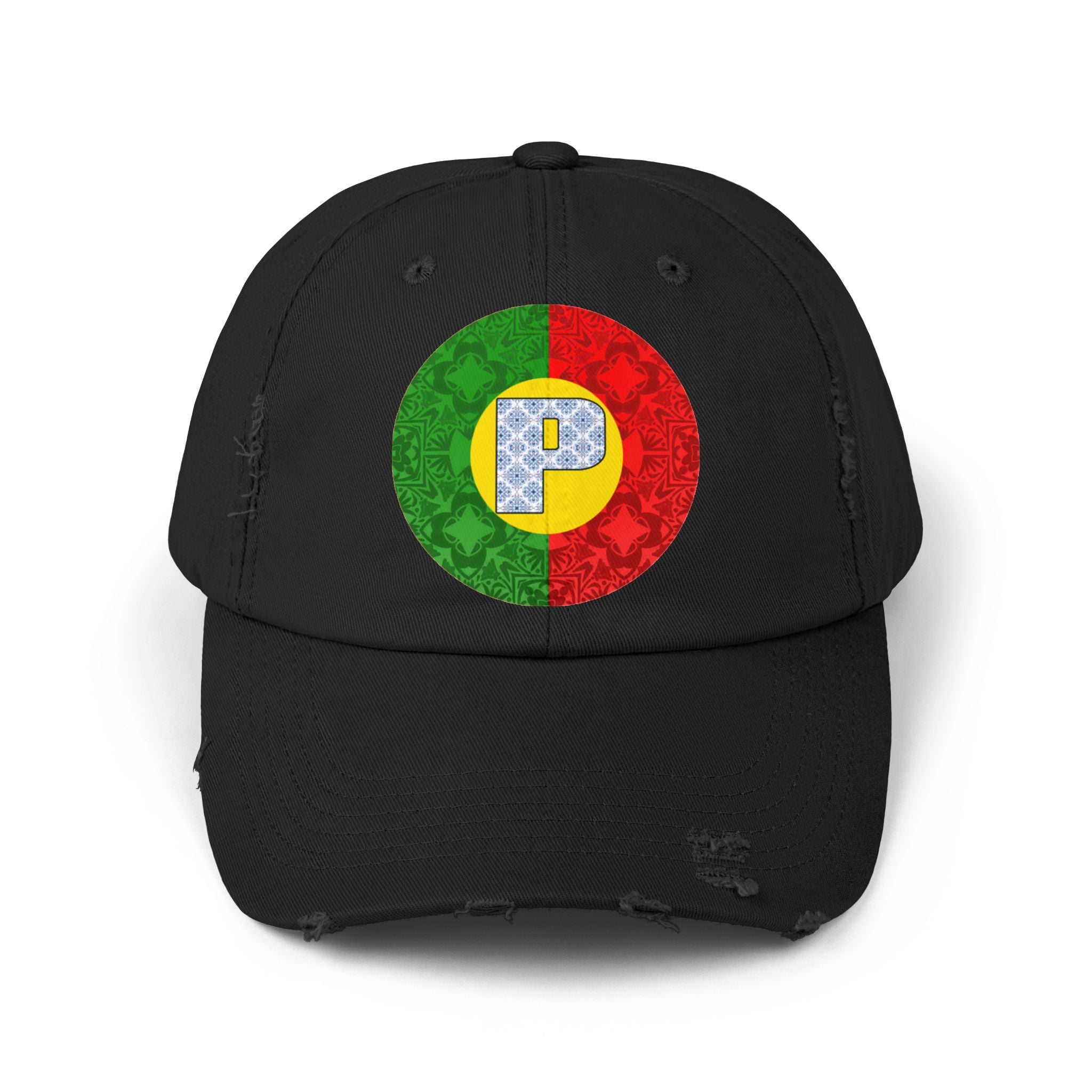 PORTUGAL Unisex Distressed Cap Colorful Portugal Flag Design, Perfect for Casual Outfits, Gift for Sports Fans, Summer Accessories, Festival