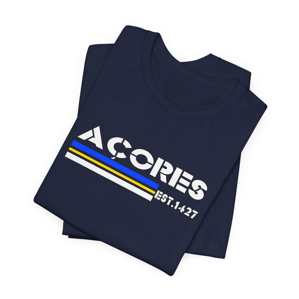 Azores Retro Stripe Tee — "AÇORES EST. 1427"