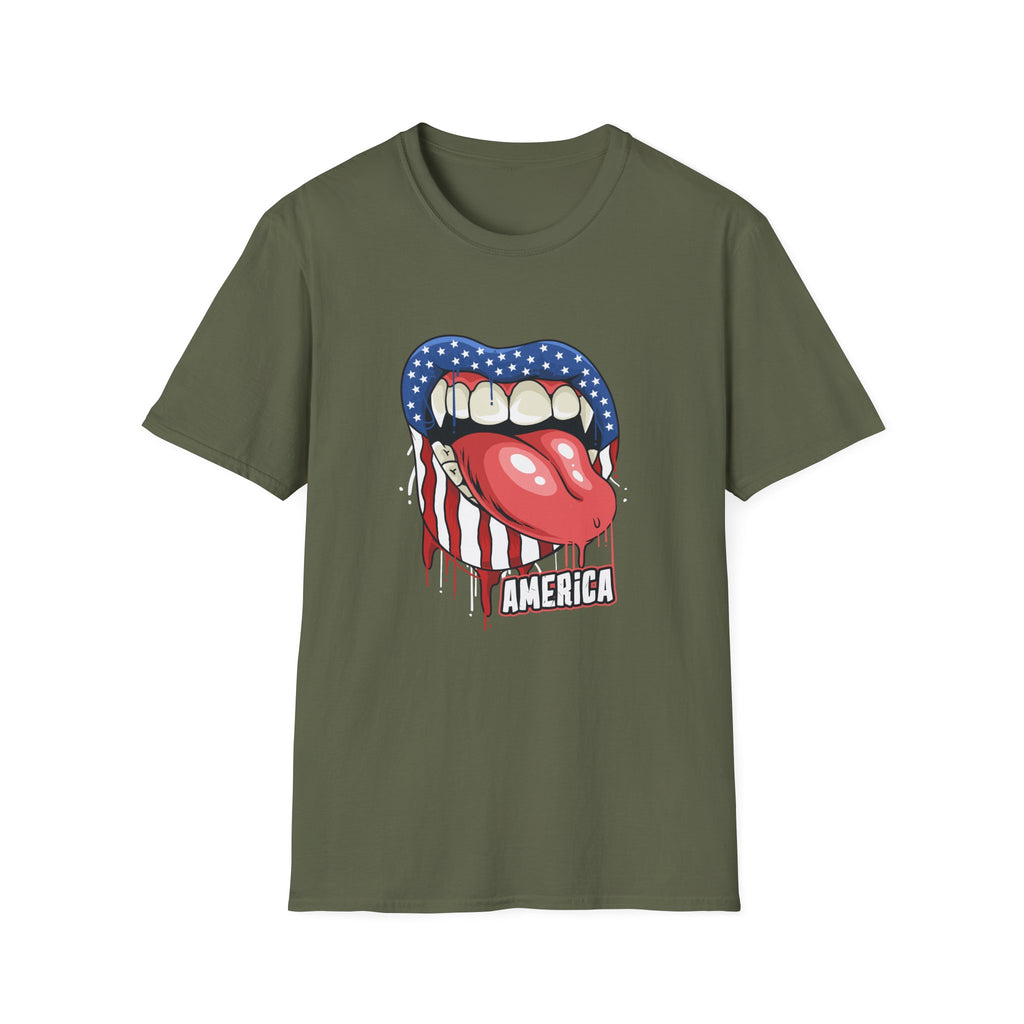Patriotic Graphic Tee, Softstyle T-Shirt for July 4th, Party Wear, Casual Outfits, Unique Gift for Americans