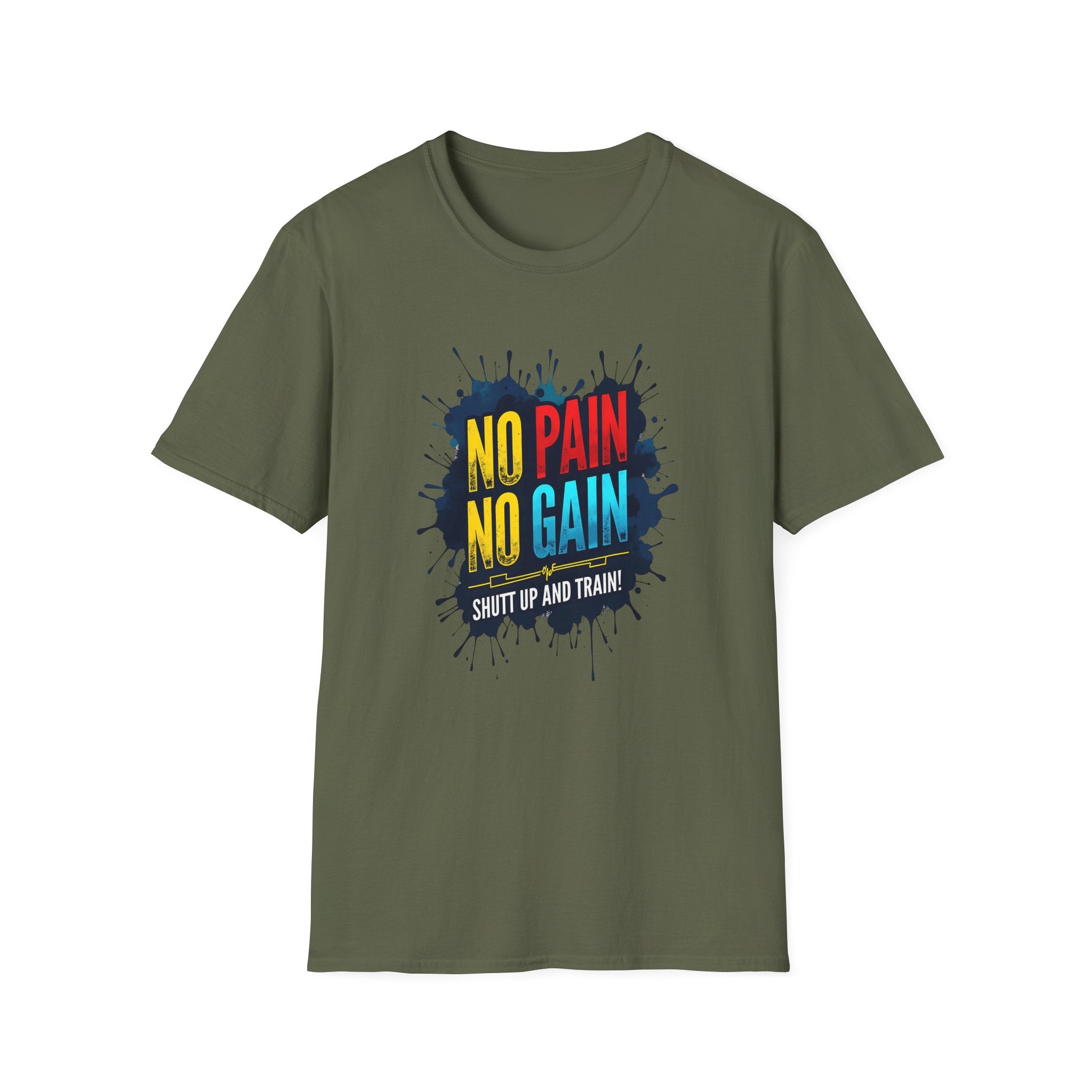 Motivational Fitness T-Shirt - "No Pain No Gain - Shut Up and Train" Gym Apparel, Workout Gift, Exercise Top, Sportswear