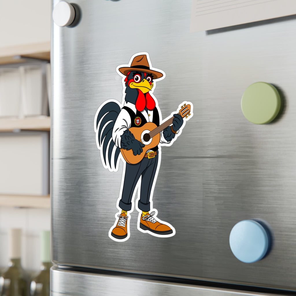 Fado Rooster Musician Vinyl Decal | Fun Wall Decoration, Cool Laptop Sticker, Unique Gift for Musicians, Chicken Lover Decor