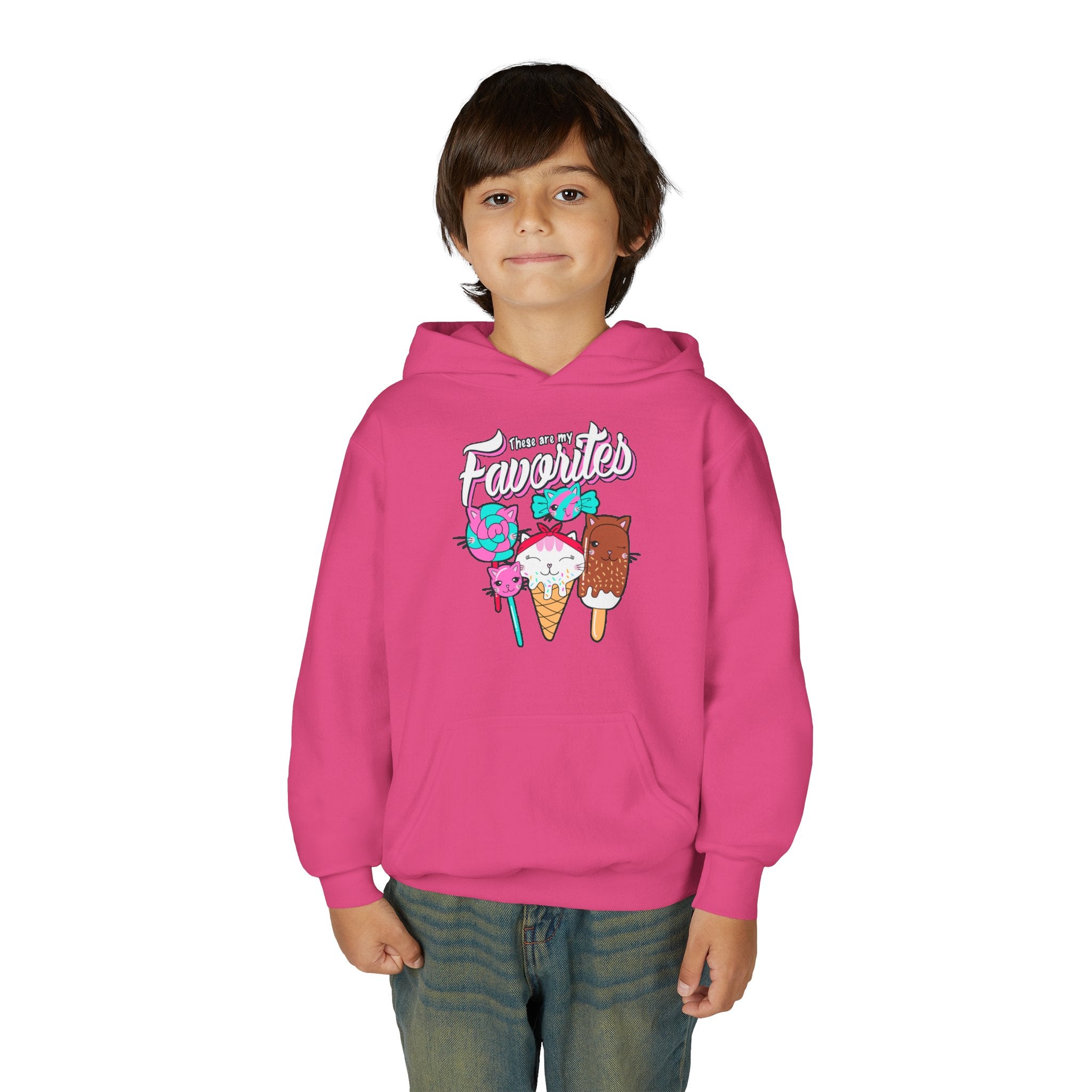 Cute Ice Cream Favorites Youth Hoodie, Summer Apparel, Kids Sweatshirt, Birthday Gift, Cartoon Ice Cream Design