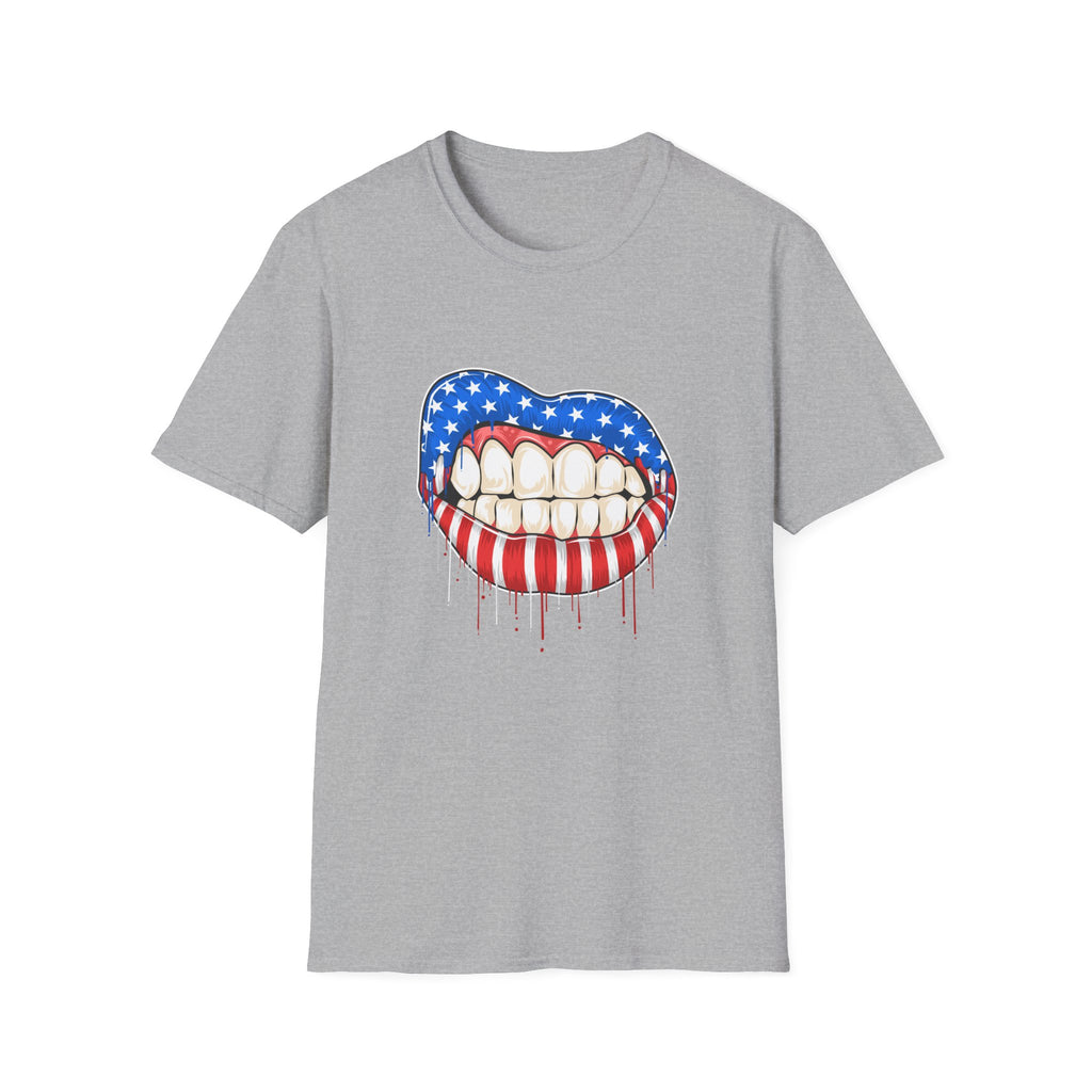 Bold American Flag Teeth T-Shirt, Patriotic Tee, Independence Day Shirt, 4th of July Apparel, Unisex Graphic Tee