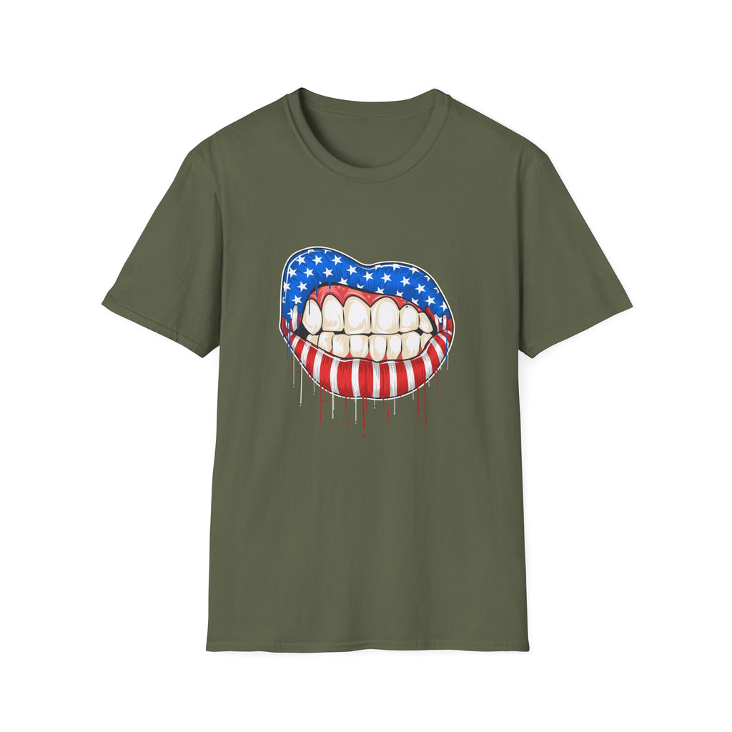 Bold American Flag Teeth T-Shirt, Patriotic Tee, Independence Day Shirt, 4th of July Apparel, Unisex Graphic Tee