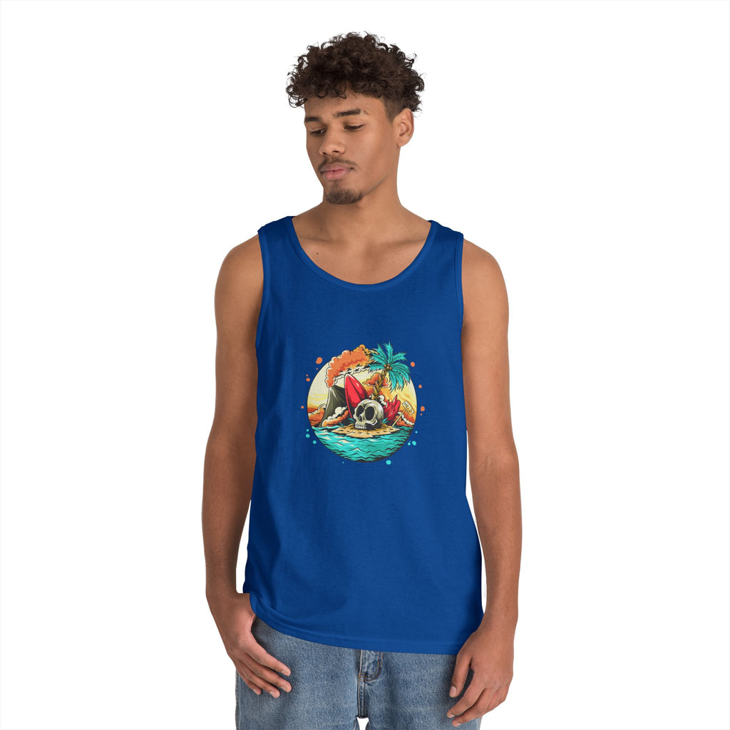 Beach Vibes Unisex Heavy Cotton Tank Top, Perfect for Summer, Casual Wear, Beach Days, Vacation, Festival Outfit