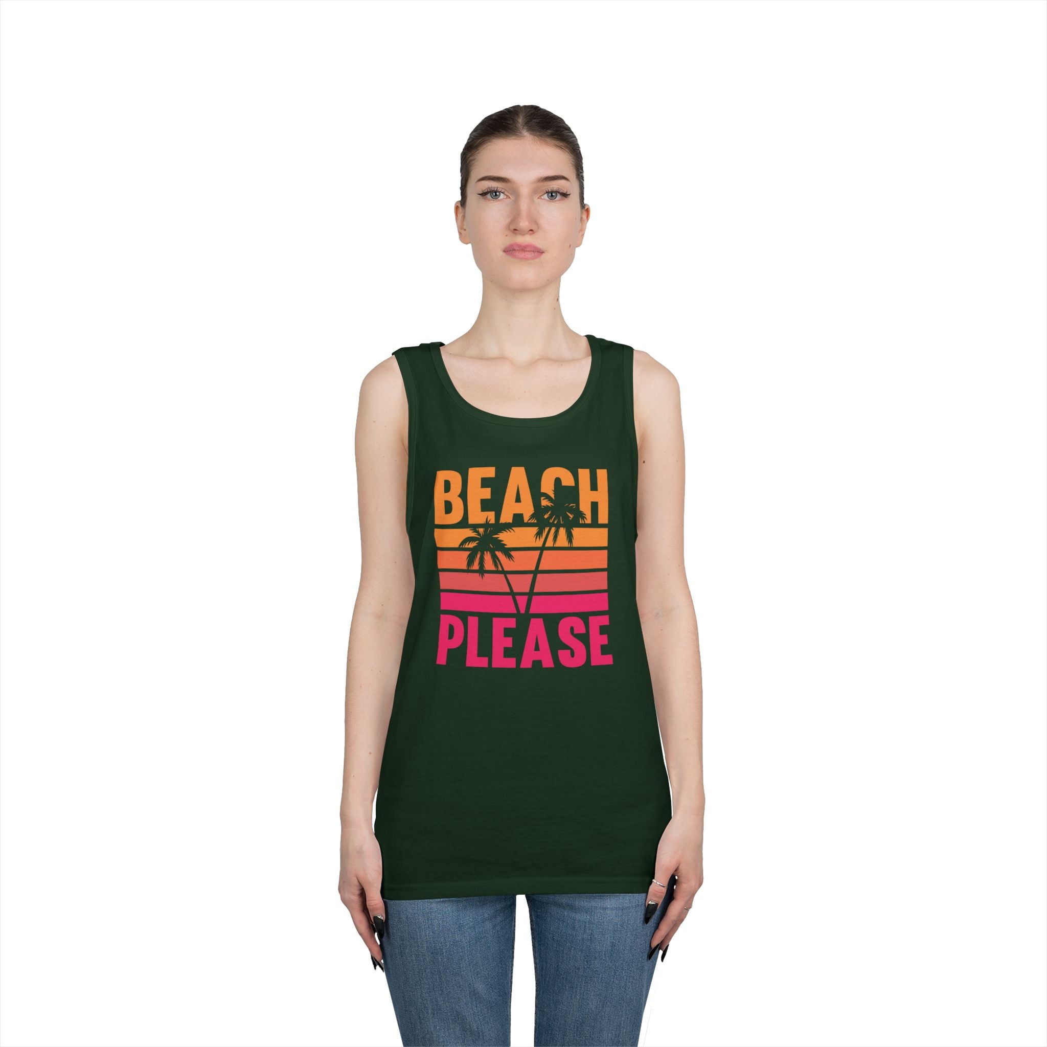 Beach Please Tank Top, Summer Apparel, Unisex Summer Wear, Vacation Style, Gift for Beach Lovers, Pool Party Outfit