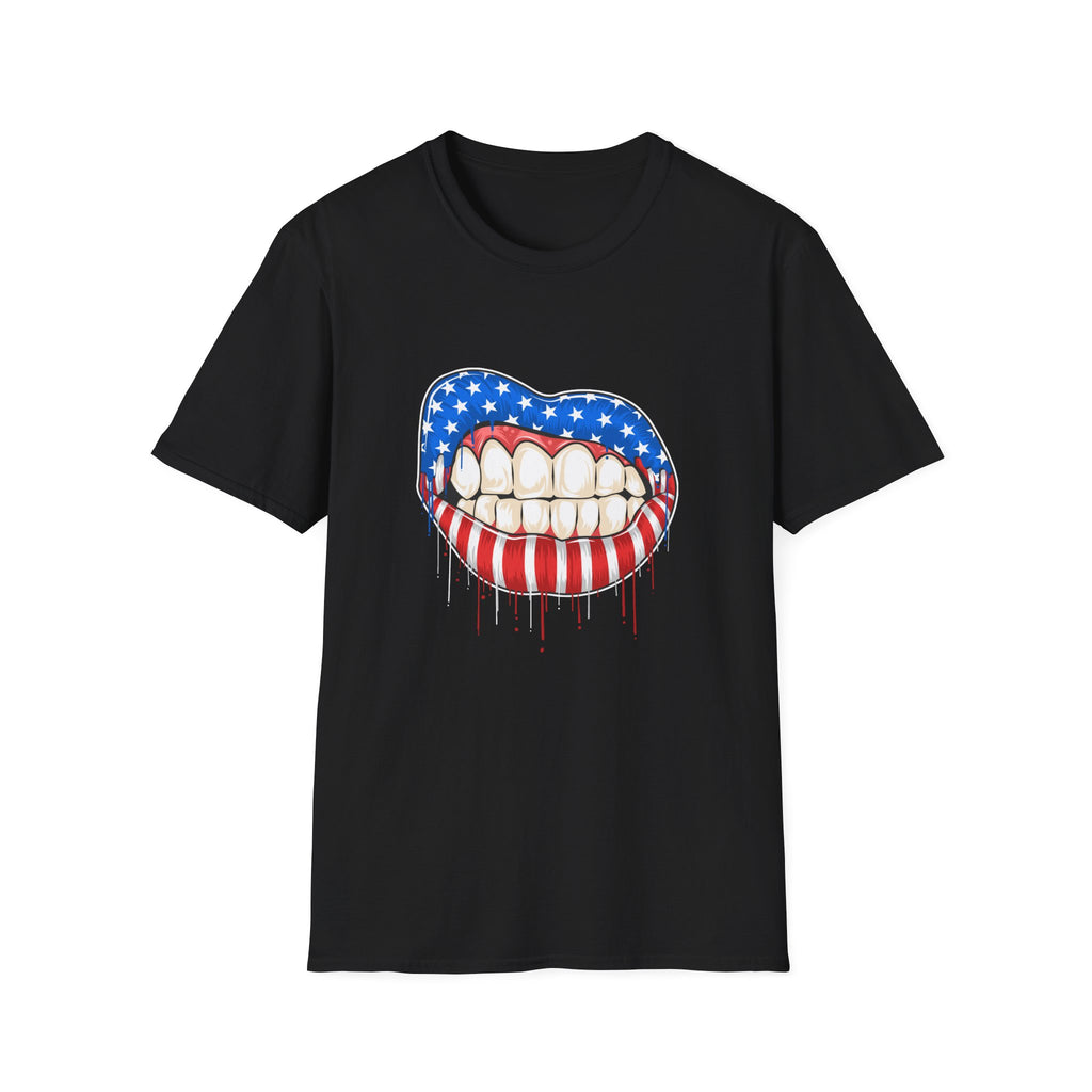 Bold American Flag Teeth T-Shirt, Patriotic Tee, Independence Day Shirt, 4th of July Apparel, Unisex Graphic Tee