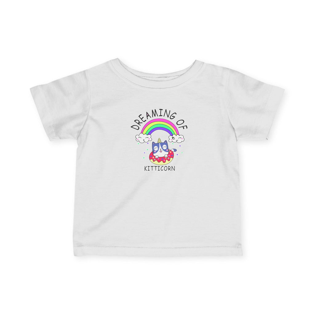 Kitticorn Baby Tee, Cute Toddler T-Shirt, Dreaming of Kitticorn Infant Jersey Tee, Rainbow Baby Shirt, Gift for New Parents