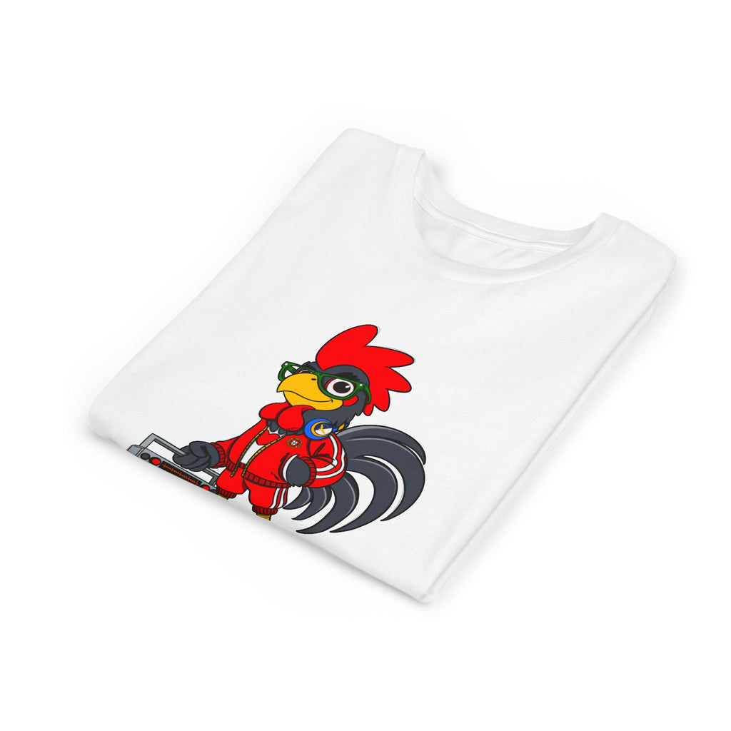 Hip-Hop Rooster Youth Tee, Fun Graphic Shirt, Hipster Kids Apparel, Music Lover Gift, Trendy Summer Outfit