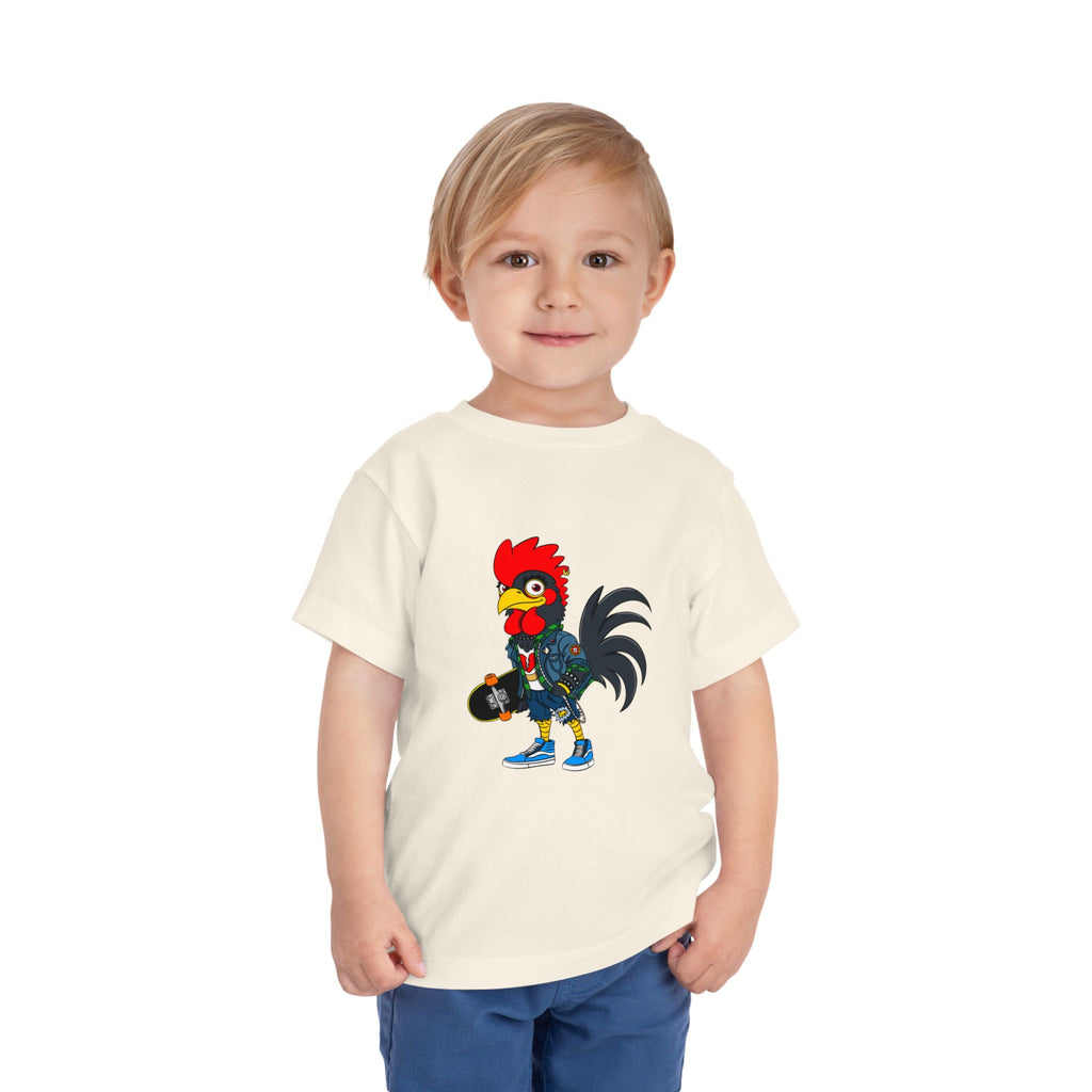 Punk Rock Rooster Toddler Tee, Fun Graphic Tee for Kids, Perfect Birthday Gift, Animal Lover Shirt, Summer Playwear
