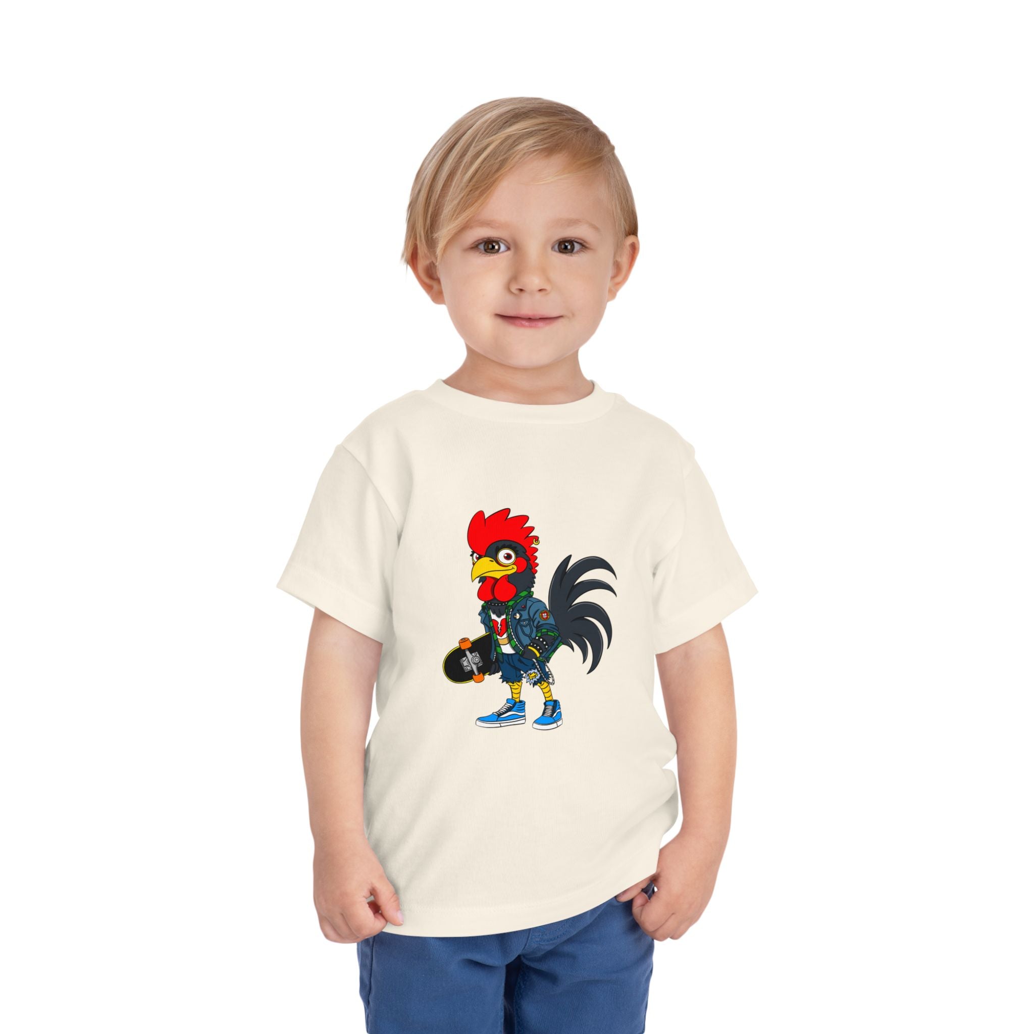 Punk Rock Rooster Toddler Tee, Fun Graphic Tee for Kids, Perfect Birthday Gift, Animal Lover Shirt, Summer Playwear