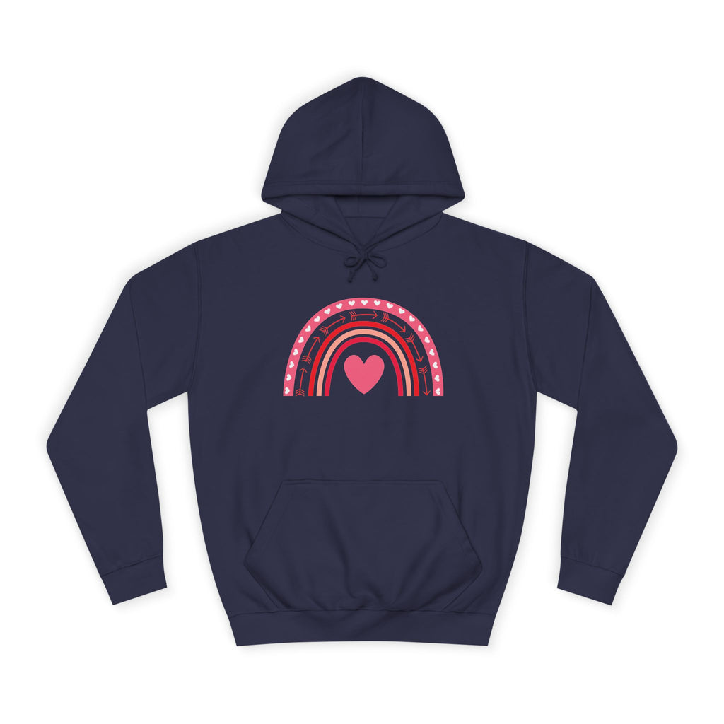 Colorful Heart Rainbow Hoodie, Unisex College Spirit Wear, Cozy Sweatshirt for Students, Cute Gift for Her, Valentine's Day Apparel