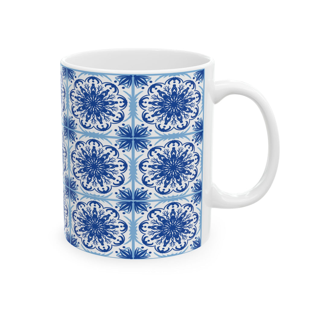 Azulejos Decorative Blue Floral Ceramic Mug - Perfect for Coffee and Tea Lovers
