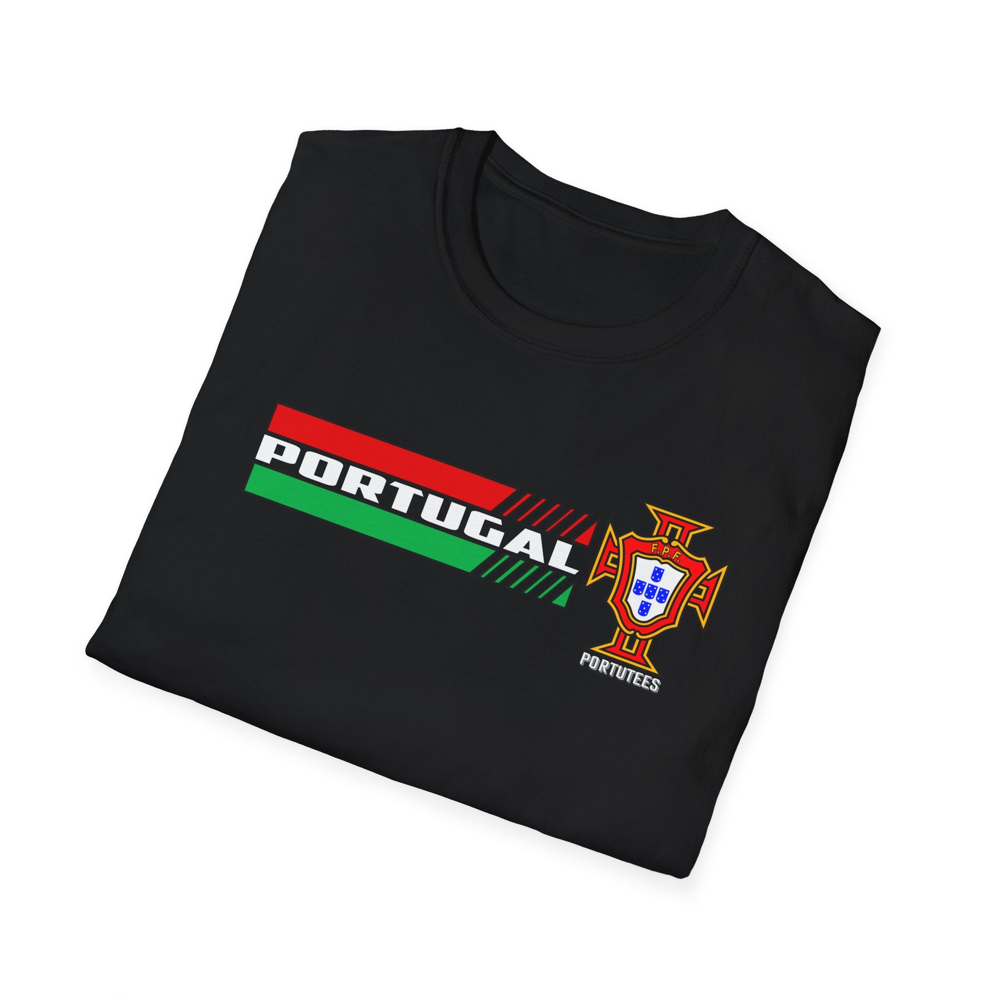 Portugal Soccer Retro Stripe T-Shirt — Portuguese Crest Football Soccer Tee