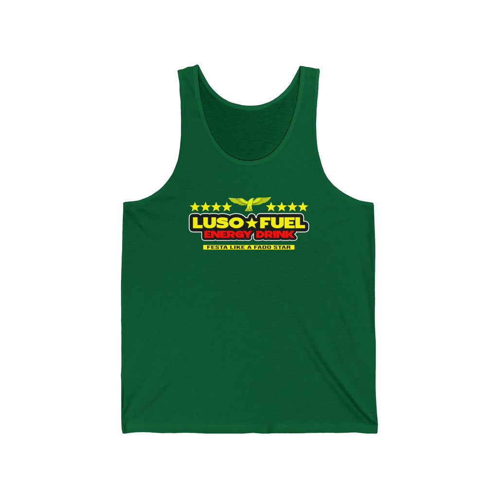 Luso Fuel Energy Drink Unisex Jersey Tank, Fitness Apparel, Summer Top, Workout Shirt, Gifts for Athletes, Gym Wear