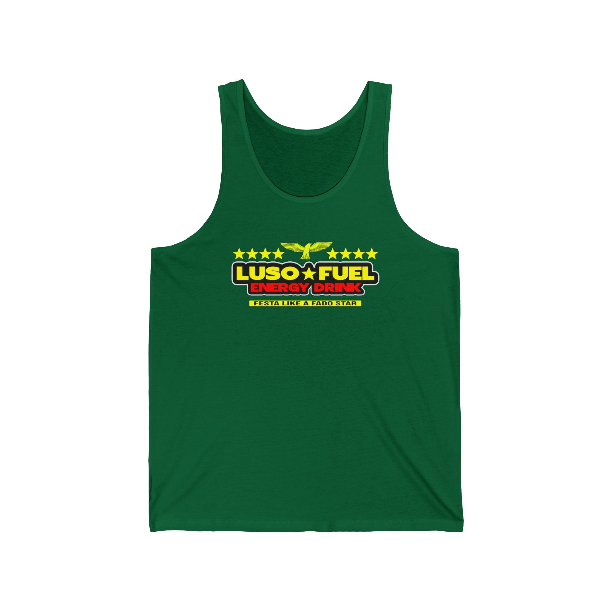 Luso Fuel Energy Drink Unisex Jersey Tank, Fitness Apparel, Summer Top, Workout Shirt, Gifts for Athletes, Gym Wear