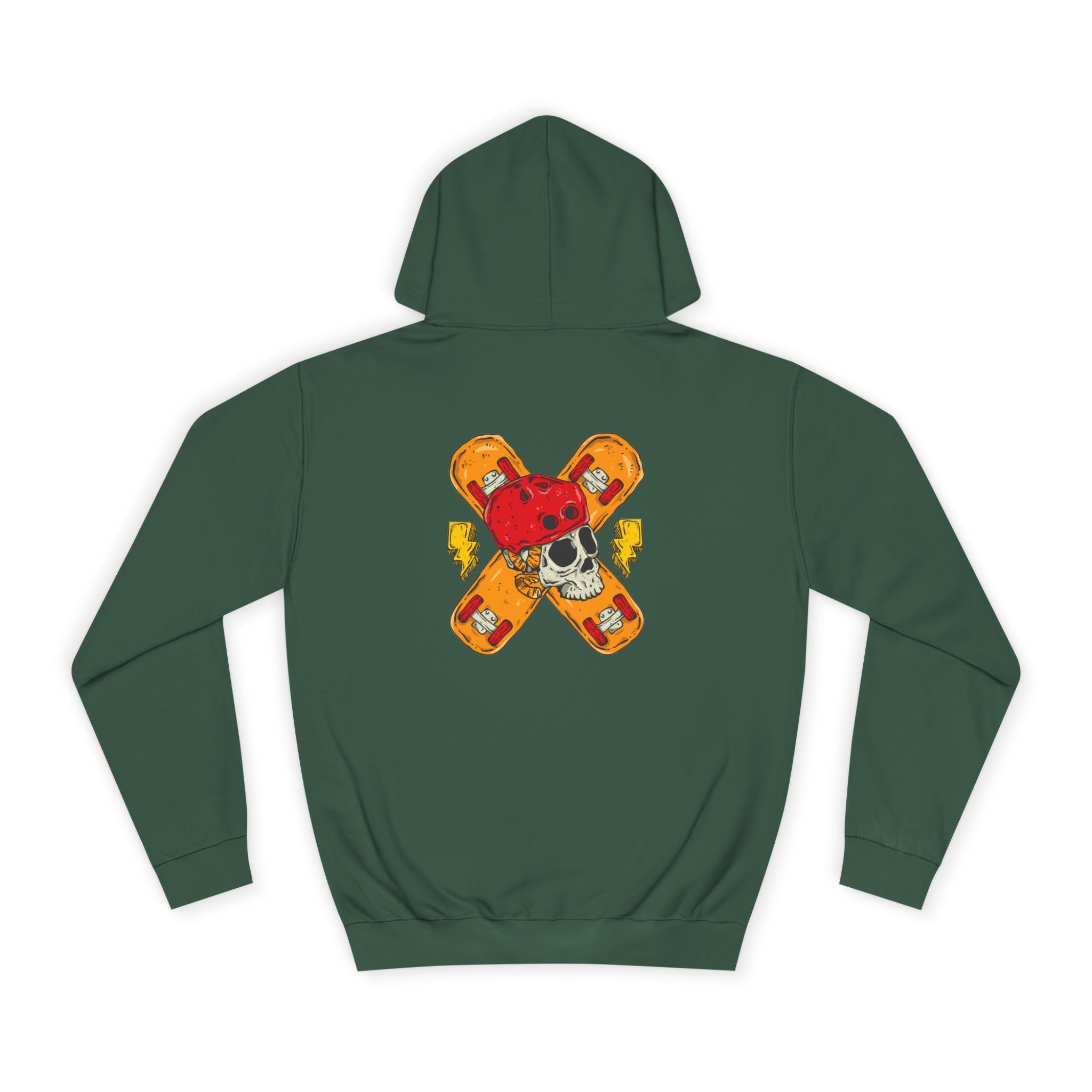 Punk Style Unisex College Hoodie with Skull & Skate Design, Casual Fashion, Perfect for Students, Gifts for Skaters, Cozy Wear