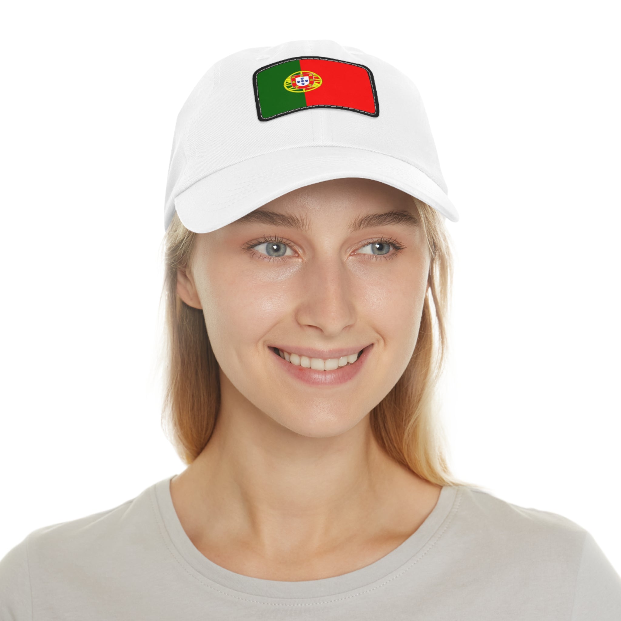 Portugal Flag Leather Patch Dad Hat – Vintage Rectangular Emblem Cap