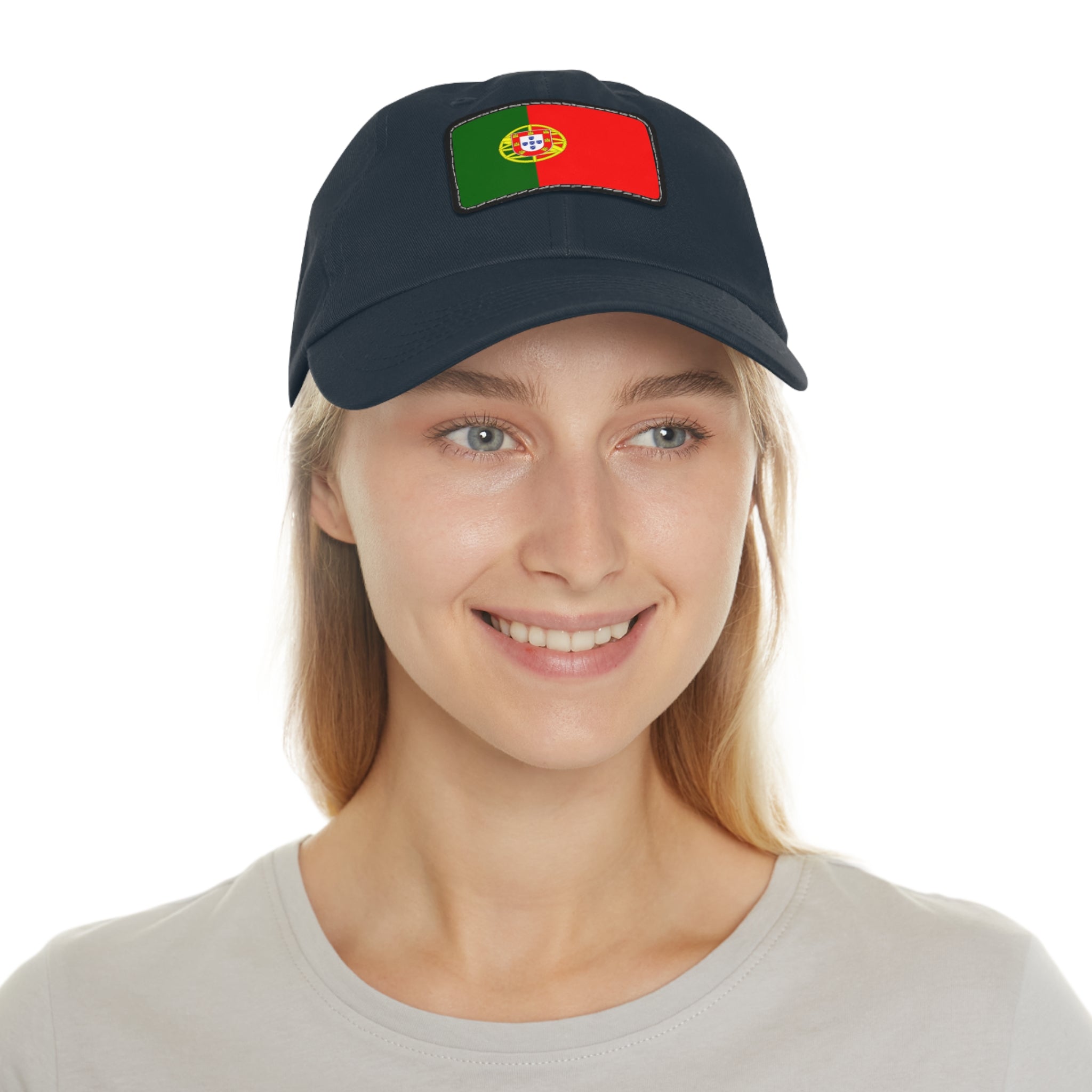 Portugal Flag Leather Patch Dad Hat – Vintage Rectangular Emblem Cap