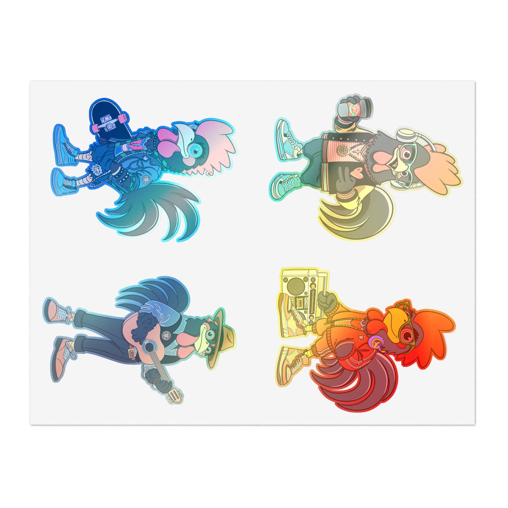 Fab Four Roosters Sticker Sheets, Fun Decals for Wall Art, Laptop, Scrapbooking, Gift for Farmers, Country Lovers, Collectible Stickers