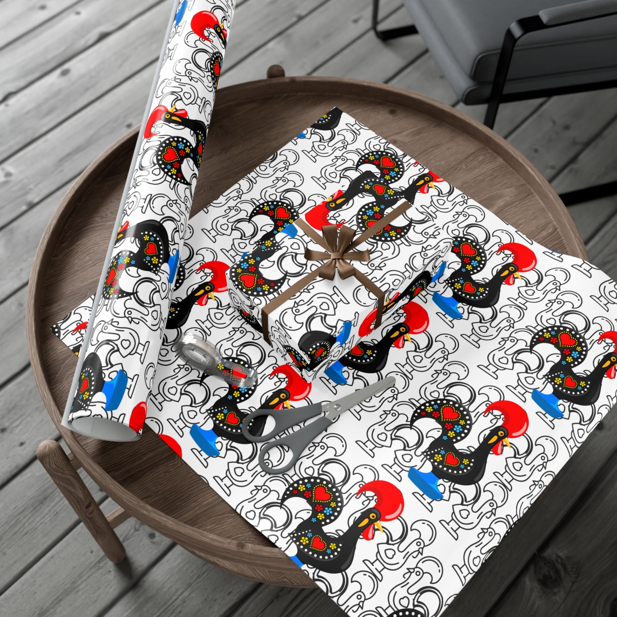 Festive Barcelos Rooster Gift Wrap Papers - Stylish and Playful Wrapping for All Occasions
