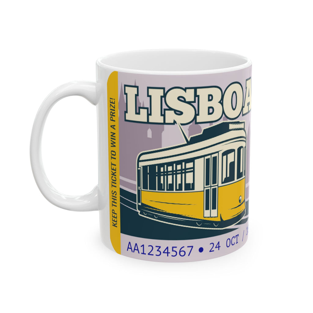 Vintage Lisboa Trolley Travel Ticket Ceramic Mug - 11oz