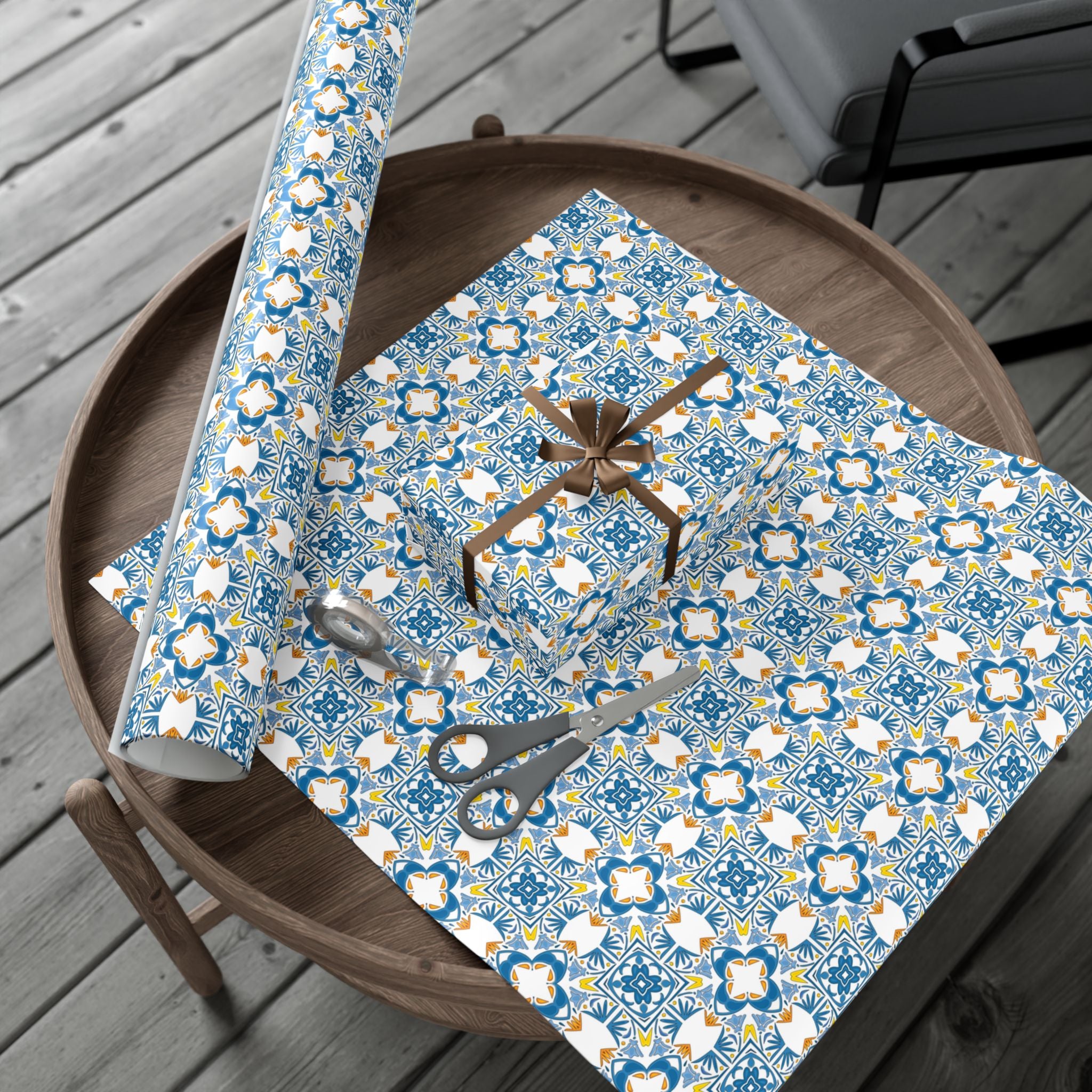Portuguese Azulejos Gift Wrapping Paper for Special Occasions, Parties, Weddings, and Holidays
