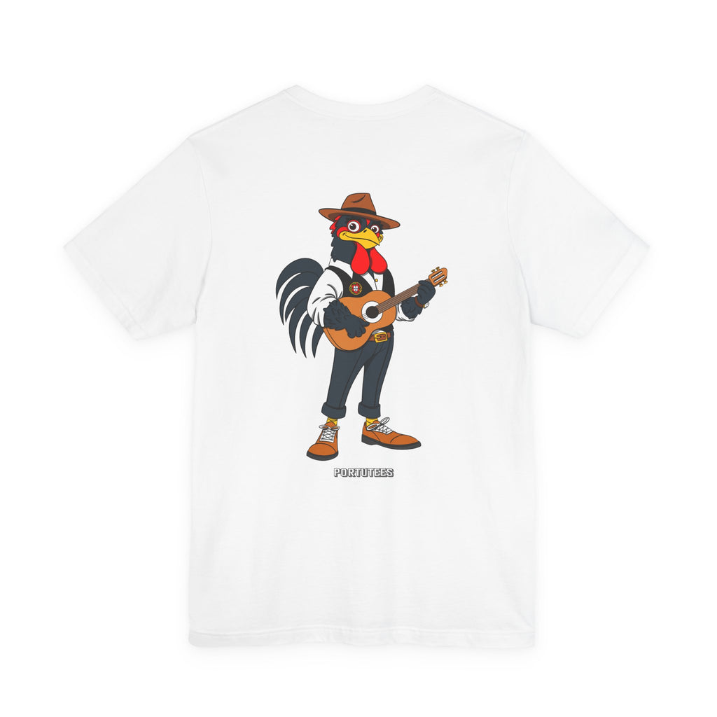 Fado Rooster Music Tee | Unisex Jersey Short Sleeve Tee, Funny Animal Shirt, Gift for Musicians, Casual Style, Chicken Lover Apparel,
