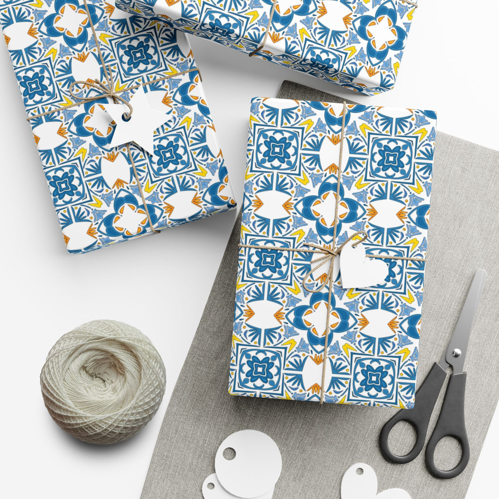 Portuguese Azulejos Gift Wrapping Paper for Special Occasions, Parties, Weddings, and Holidays