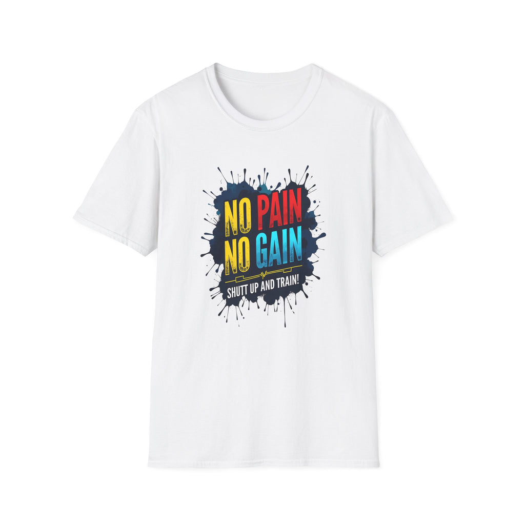 Motivational Fitness T-Shirt - "No Pain No Gain - Shut Up and Train" Gym Apparel, Workout Gift, Exercise Top, Sportswear