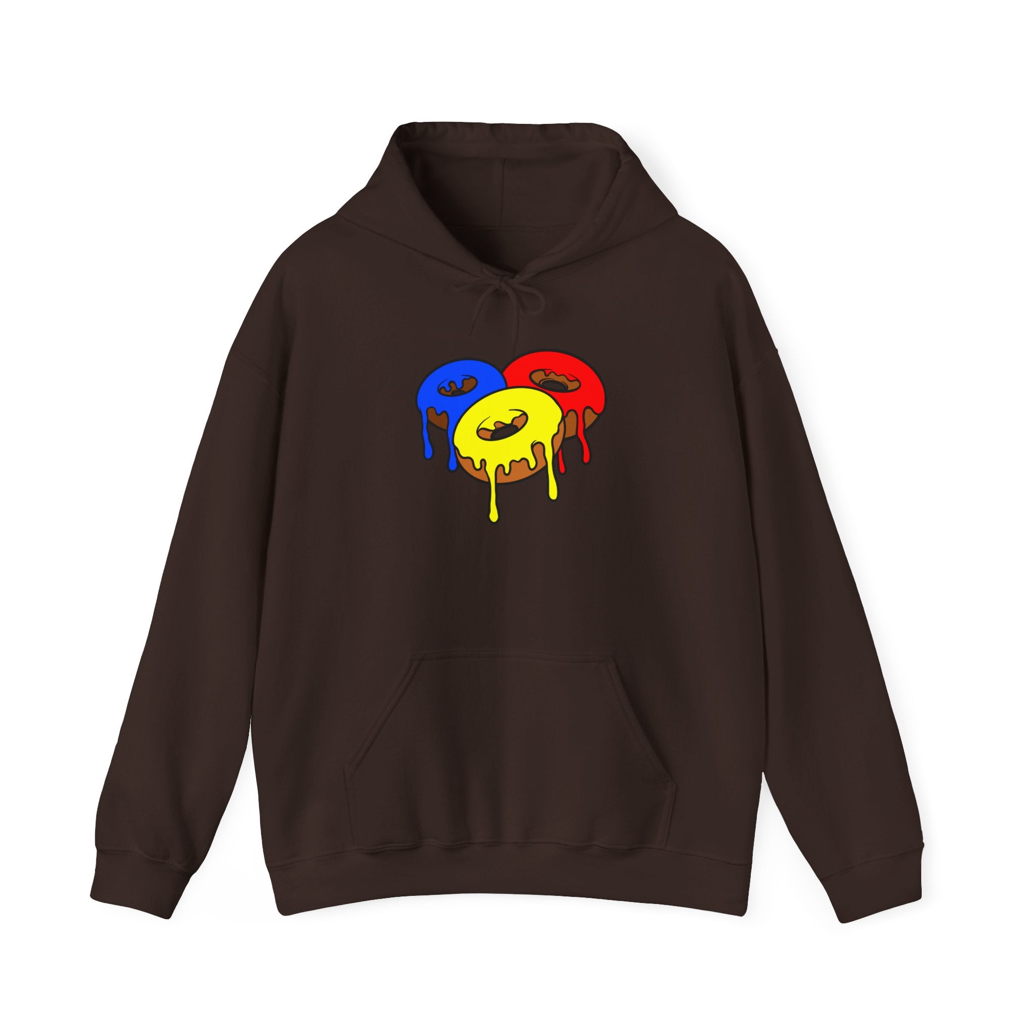 Colorful Dripping Donut Unisex College Hoodie, Fun and Trendy Sweatshirt, Great for Students, Casual Wear, Gift Idea