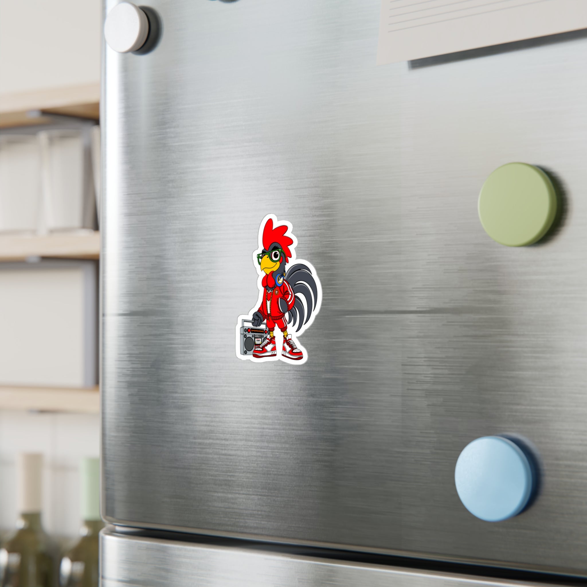 Hip-Hop Rooster Vinyl Decal, Fun Stickers for Laptop, Car, Wall, Office Decor, Gift for Chicken Lovers, Retro Vibe