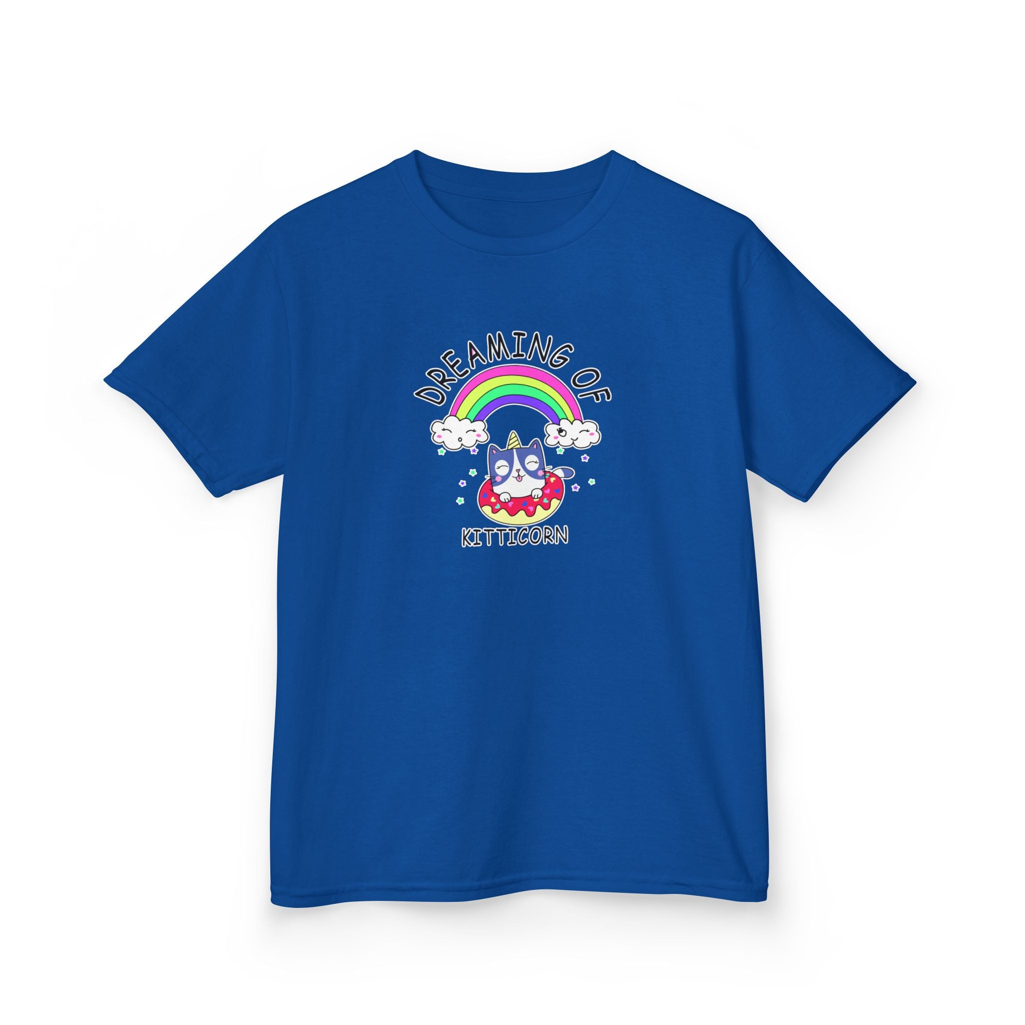 Dreaming of Kitticorn Kids Tee, Cute Cat Shirt, Fun Kids Apparel, Rainbow Tshirt, Birthday Gift, Summer Outfit