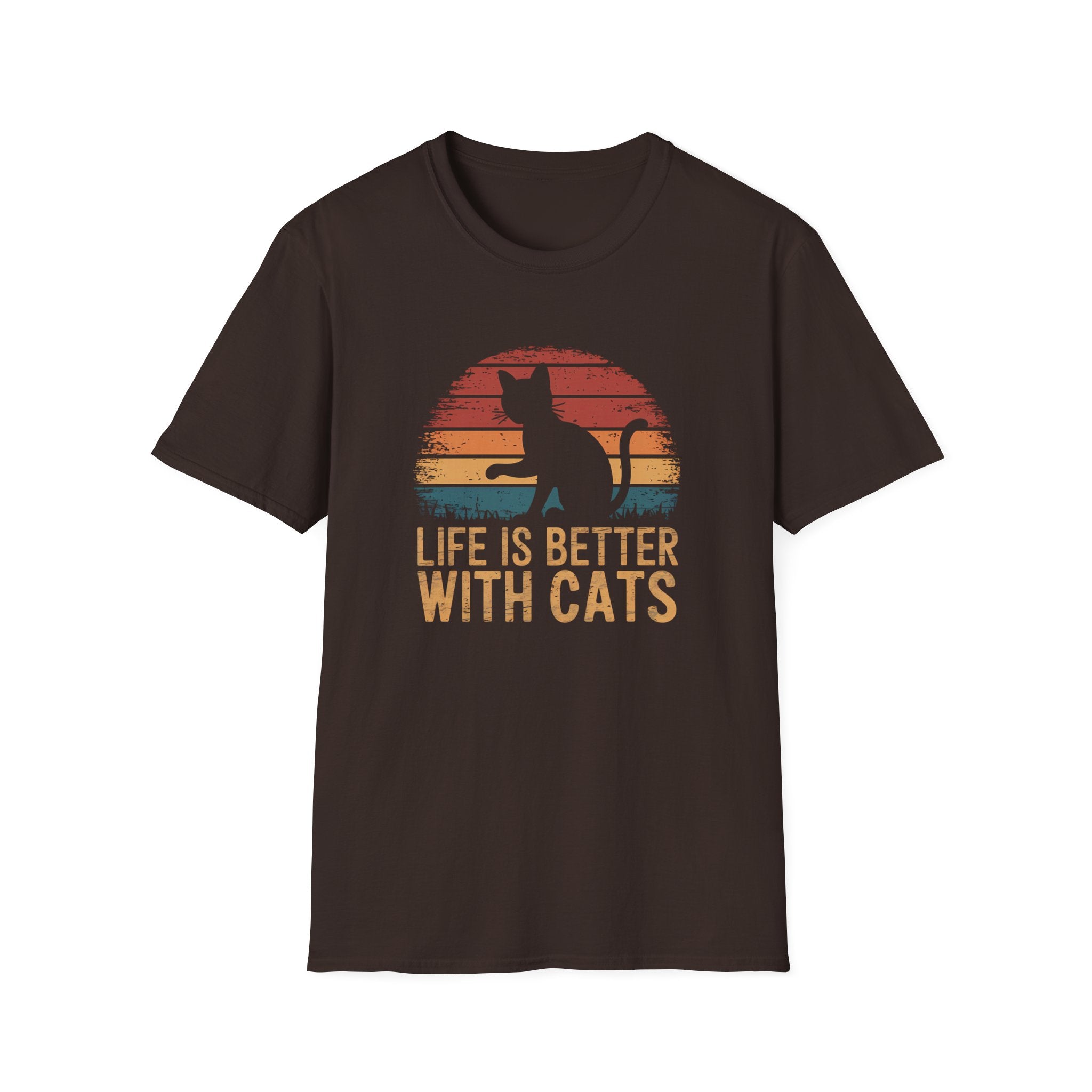 Life is Better with Cats Unisex Softstyle T-Shirt, Cat Lover Gift, Pet Owner Apparel, Casual Weekend Wear, Gift for Cat Moms and Dads,