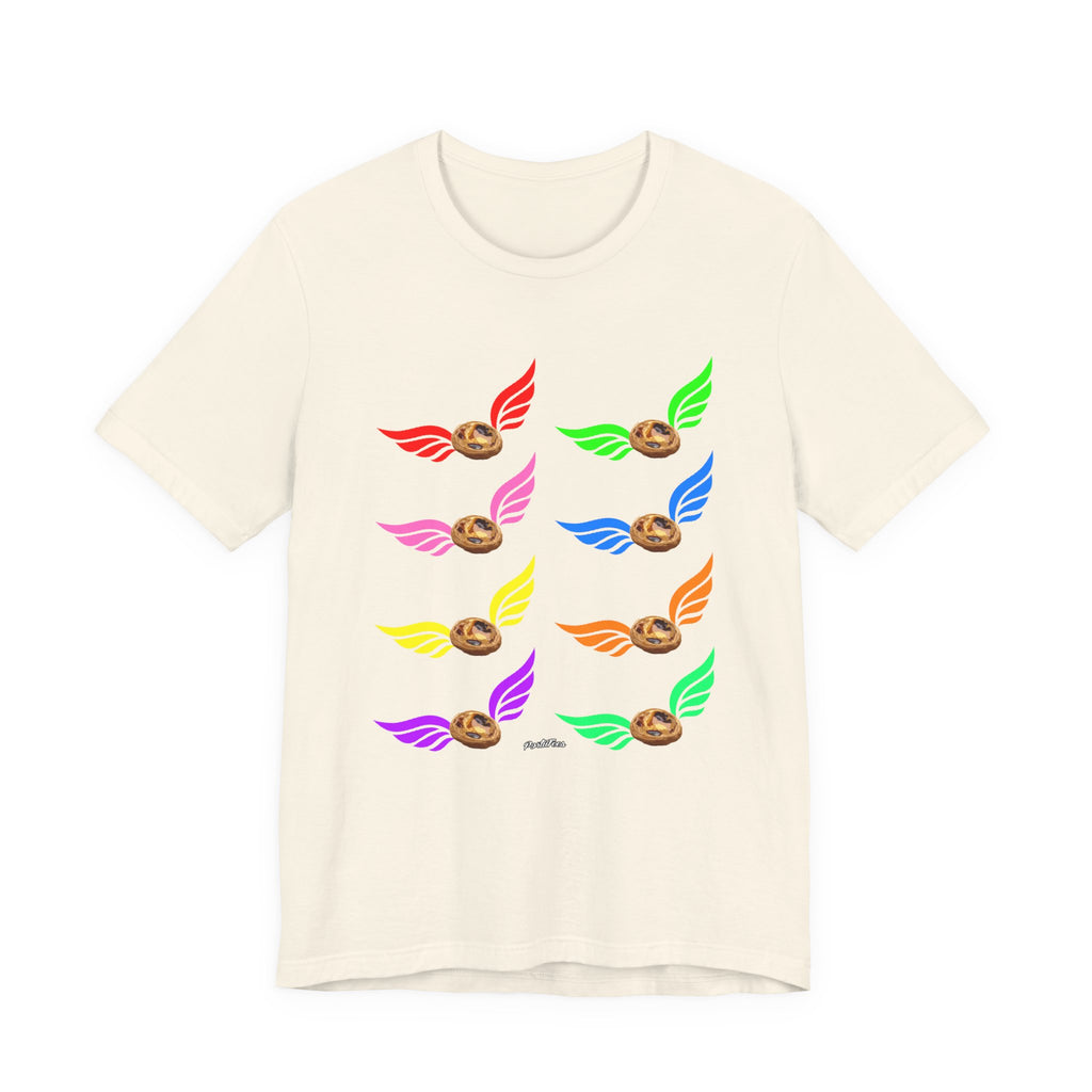Flying Natas Rainbow Tee — Colorful Winged Pastel Da Natas Graphic T-Shirt