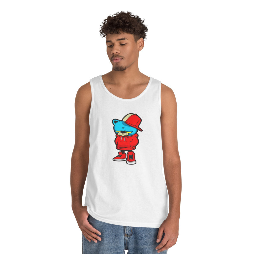 Cool Urban Bear Unisex Heavy Cotton Tank Top, Casual Streetwear, Summer Outfit, Gift for Friends, Cool Graphic Tee