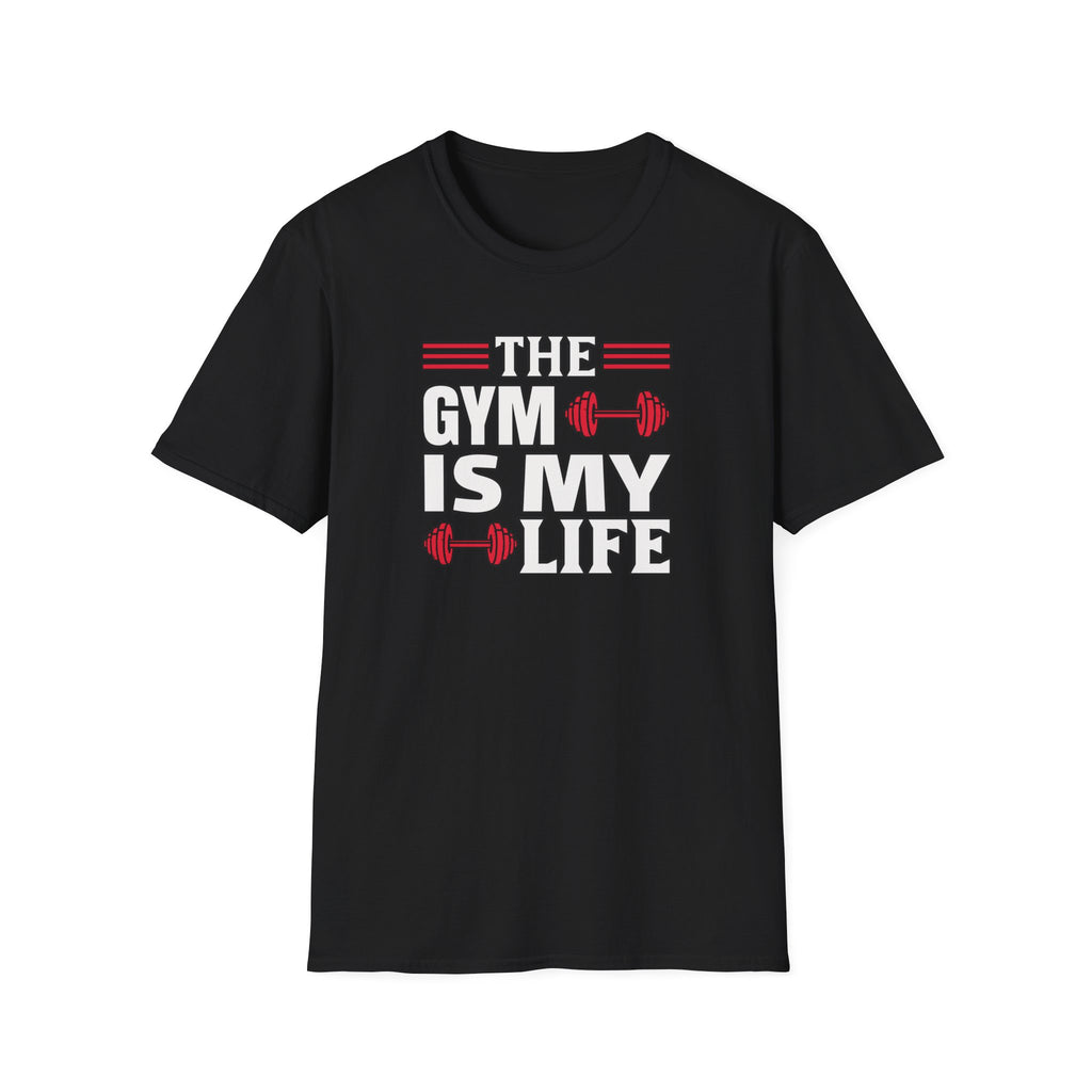 The Gym Is My Life Unisex Softstyle T-Shirt, Fitness Shirt, Workout Tee, Exercise Apparel, Gift for Gym Lovers