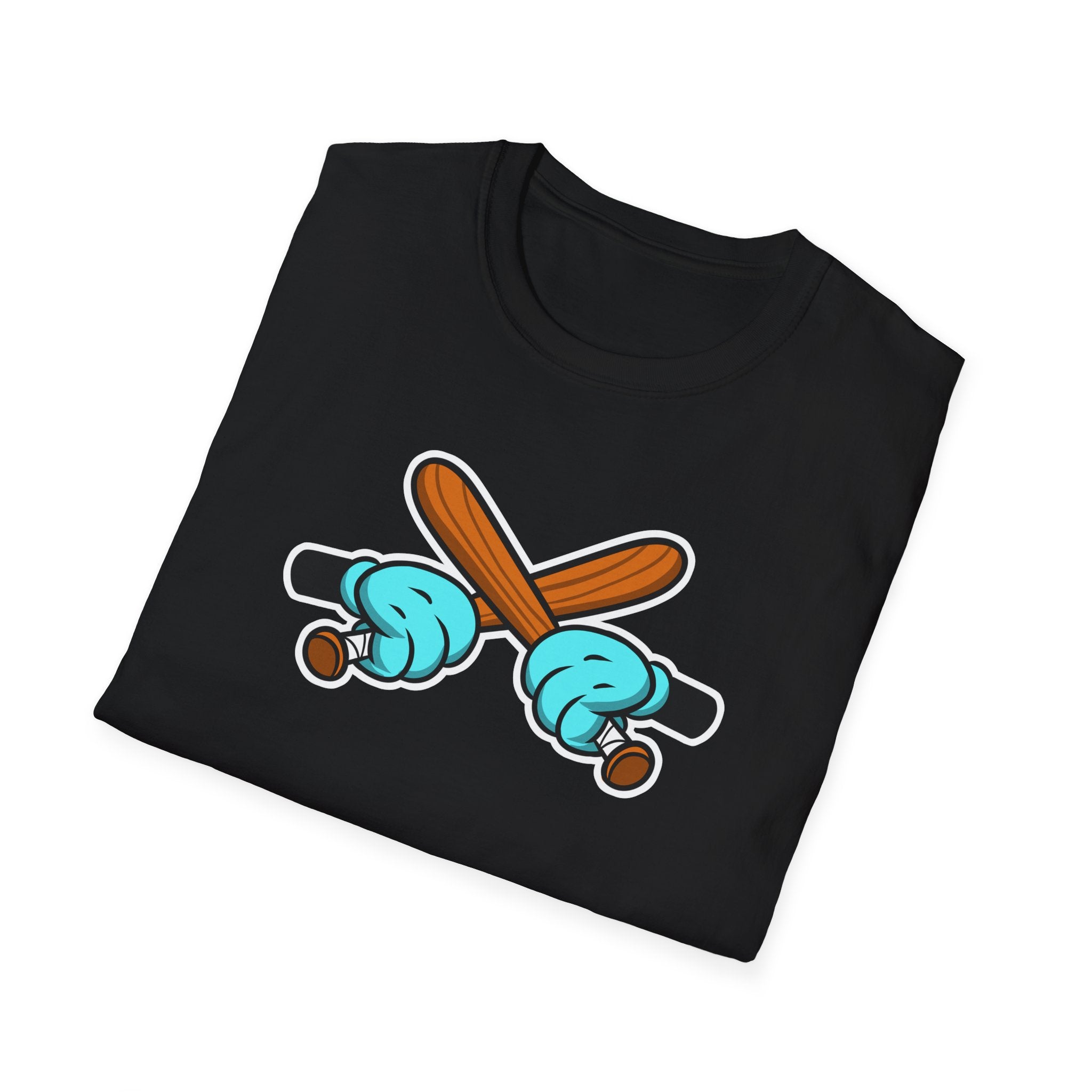 Playful Cartoon Baseball T-Shirt - Unisex Softstyle Tee, Casual Wear, Gift for Sports Lovers, Summer Fun, Unique Creative Design