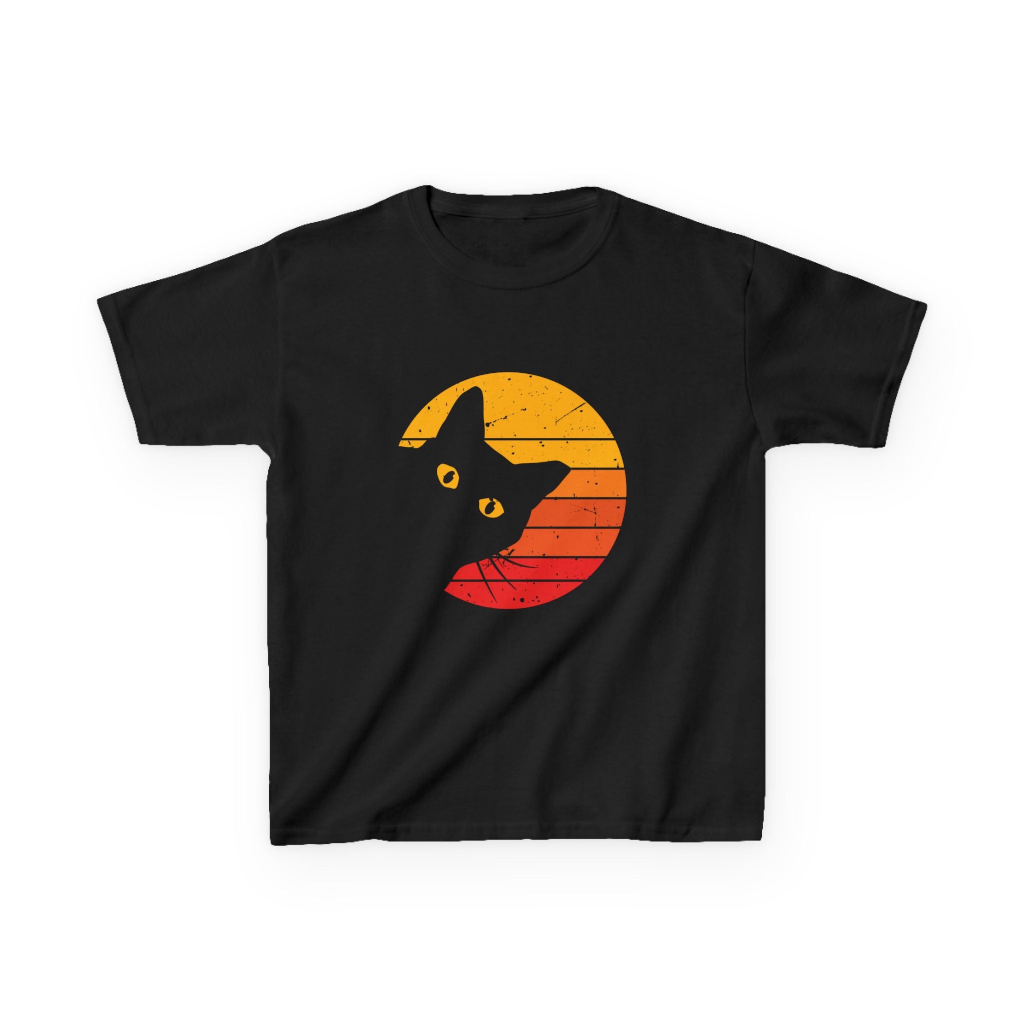Sunset Cat Kids Tee, Fun T-Shirt for Cat Lovers, Perfect Gift for Birthdays, Unique Design for Animal Lovers, Summer Fashion