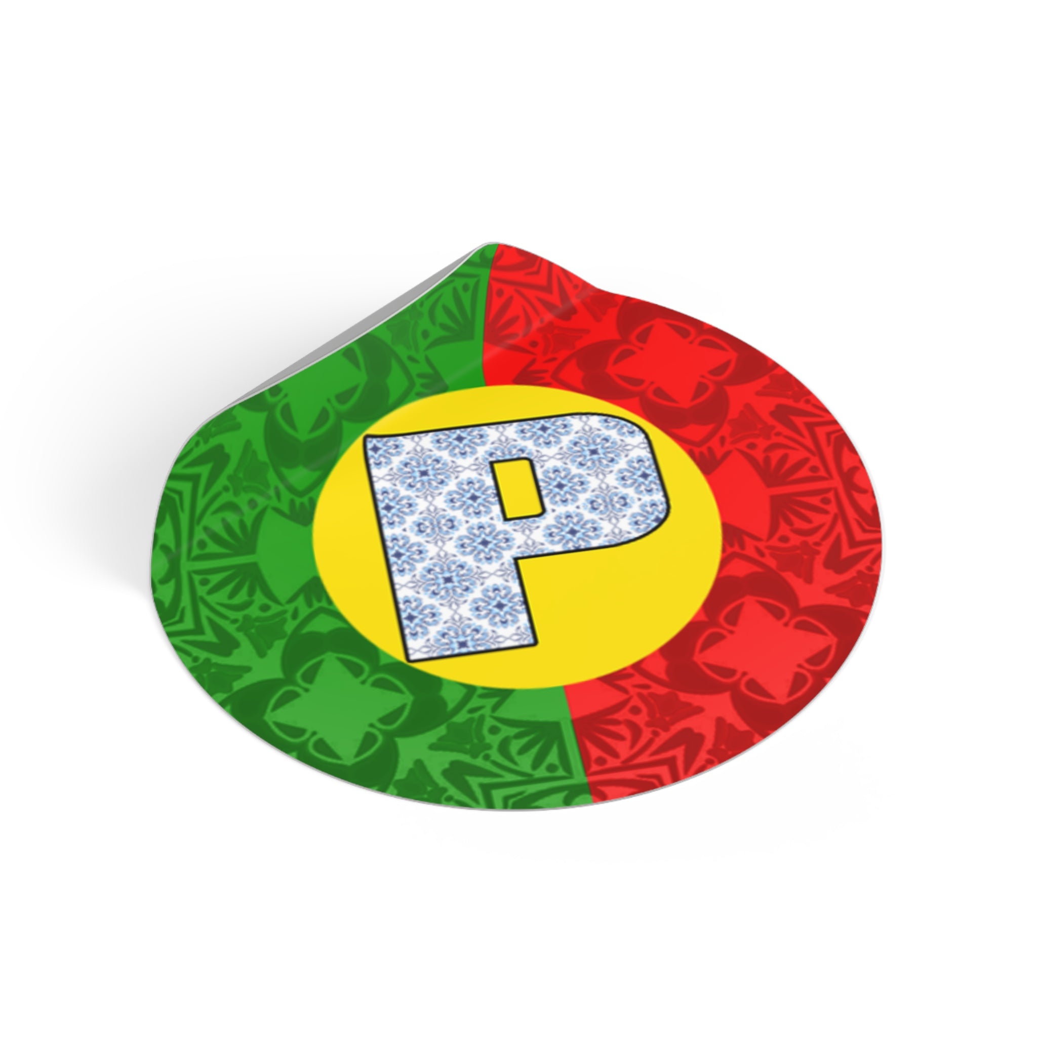 Colorful 'P' for Portugal Round Vinyl Stickers | Fun Decor, Kids' Room, Party Favors, Scrapbooking, Customizable Supplies