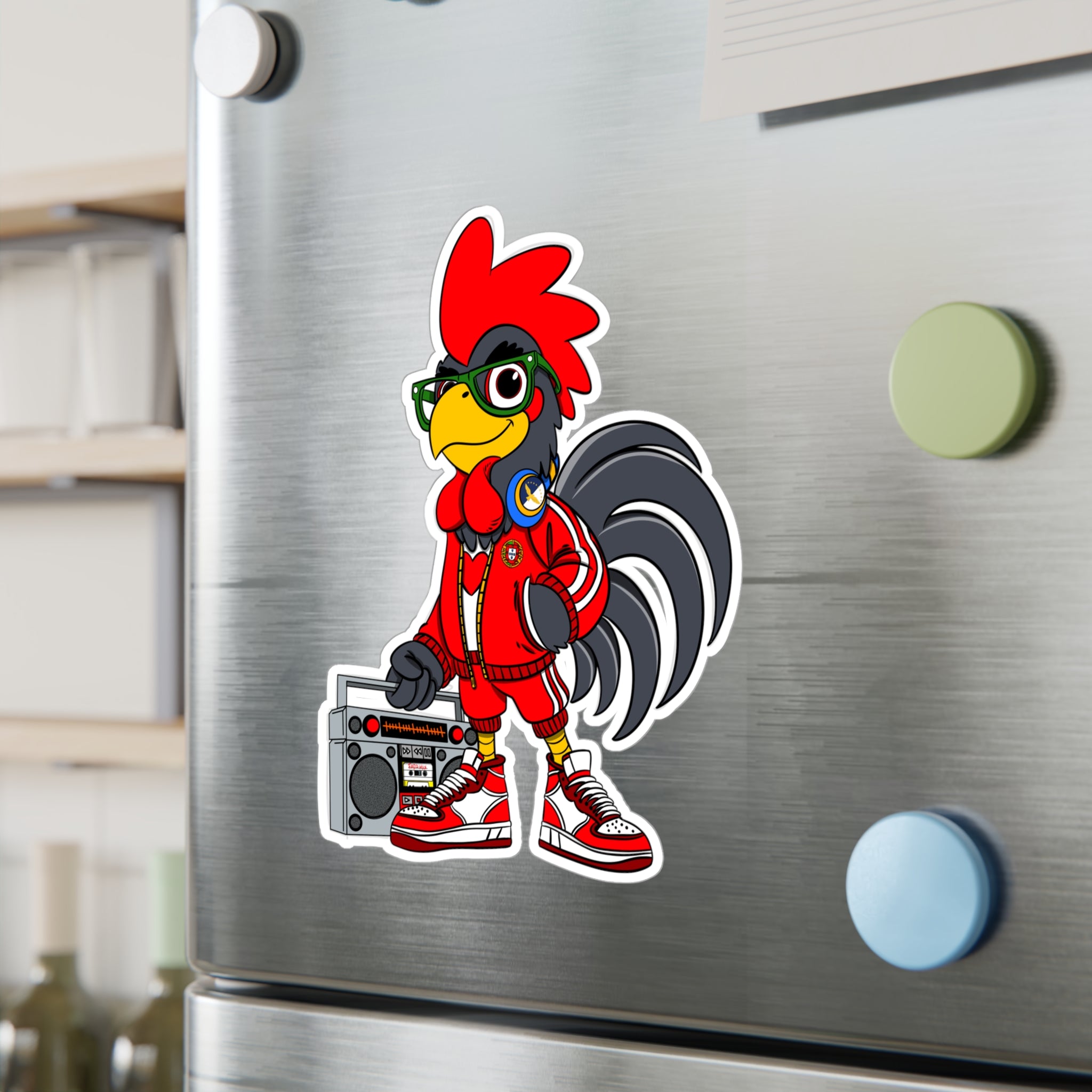 Hip-Hop Rooster Vinyl Decal, Fun Stickers for Laptop, Car, Wall, Office Decor, Gift for Chicken Lovers, Retro Vibe