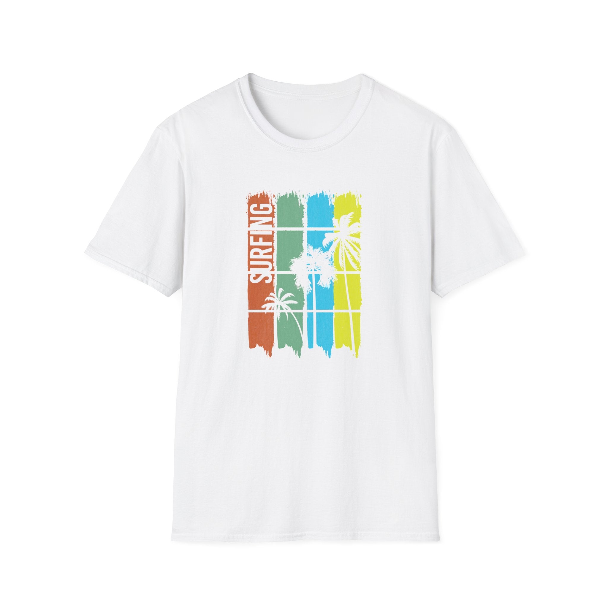 Surfing Vibes Unisex Softstyle T-Shirt, Relaxed Beachwear, Summer Fashion, Vacation Apparel, Perfect for Surf Lovers, Gift for Travelers